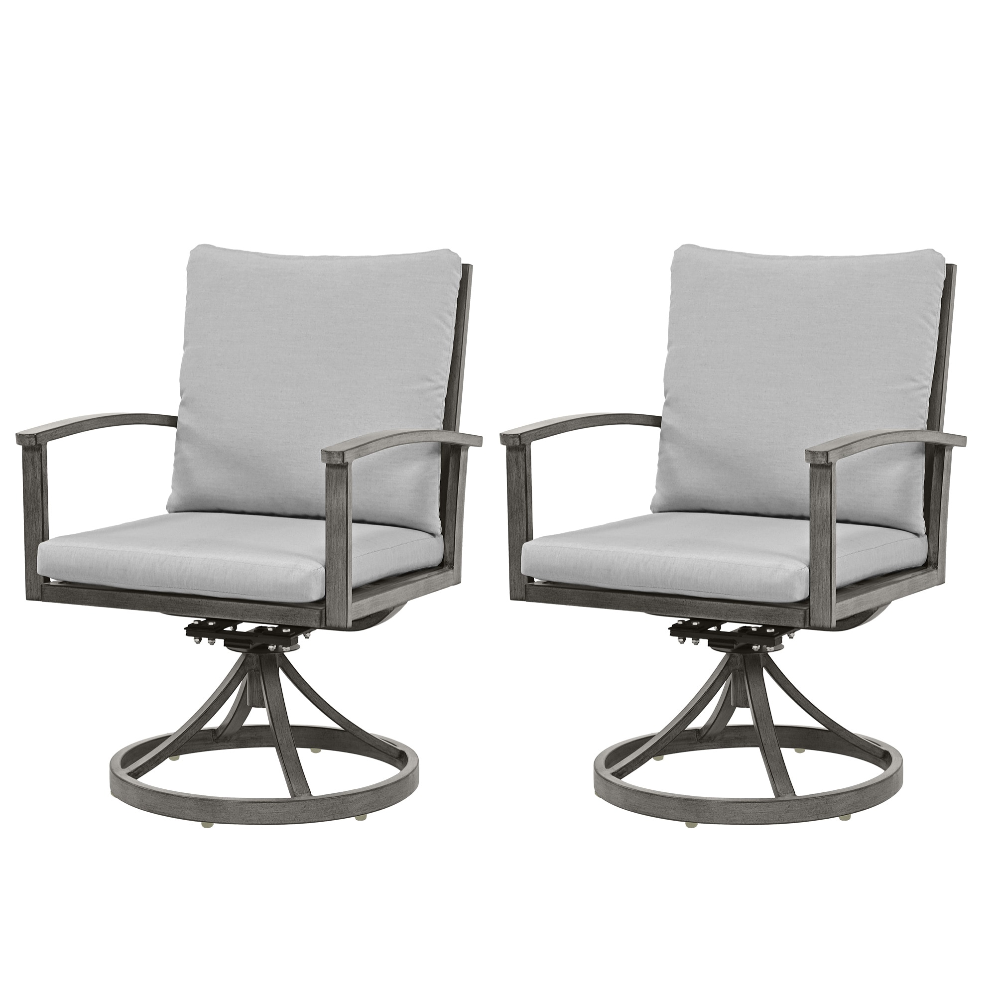  EL-VCYZY2-GG-C-WL3 Modique Set of 2 Gray Aluminum Frame Swivel rocker Dining Chair with Gray Cushioned Seat