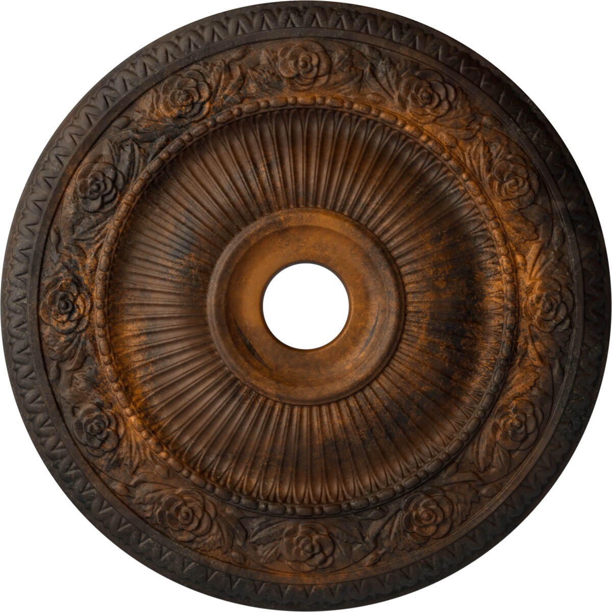 Ekena Millwork CM24LO1RUS Logan 24.25-in W x 24.25-in L Painted Rust Polyurethane Whole Ceiling Medallion