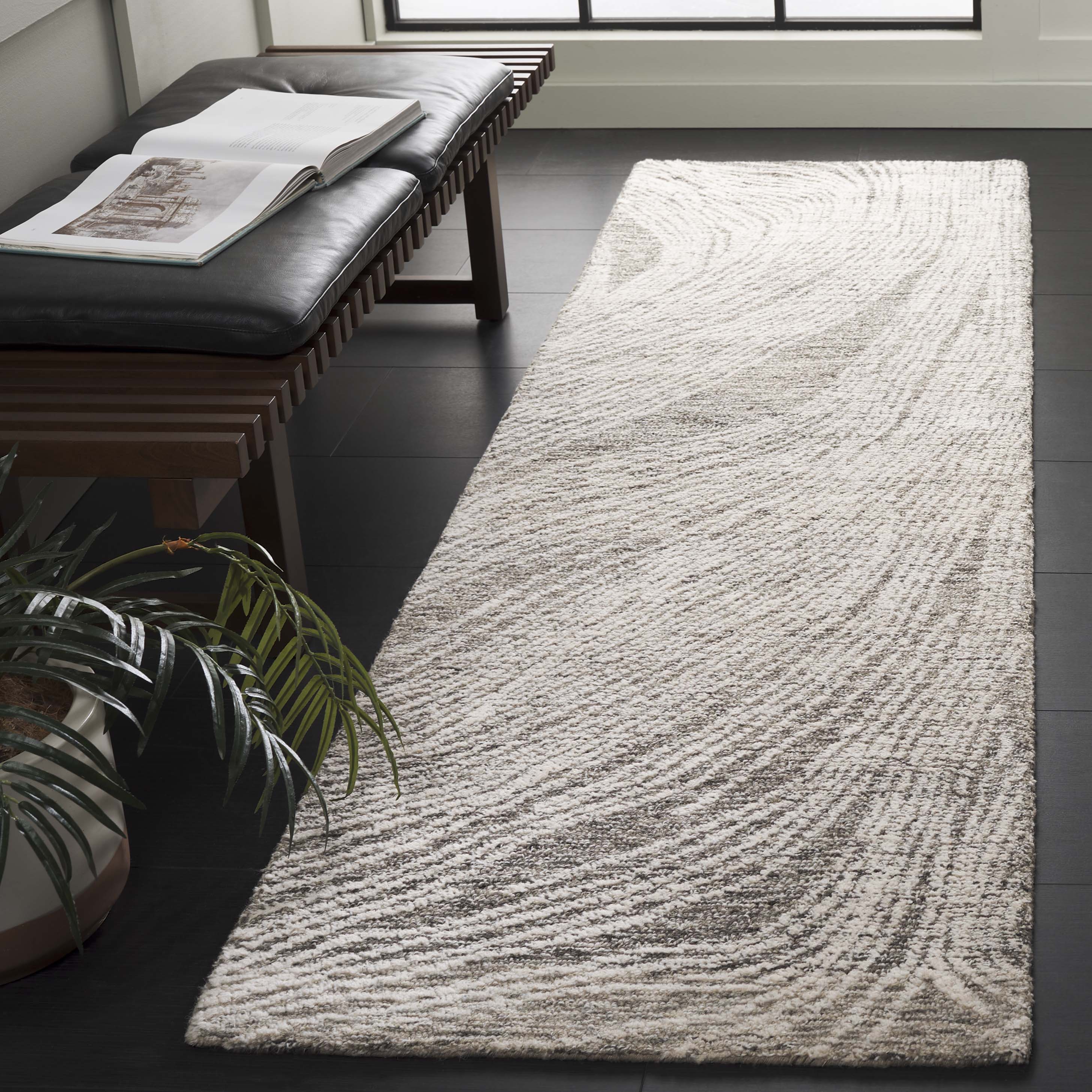  Abstract 925 Charcoal/Ivory Contemporary 2ft-3in x 10ft Runner Rug