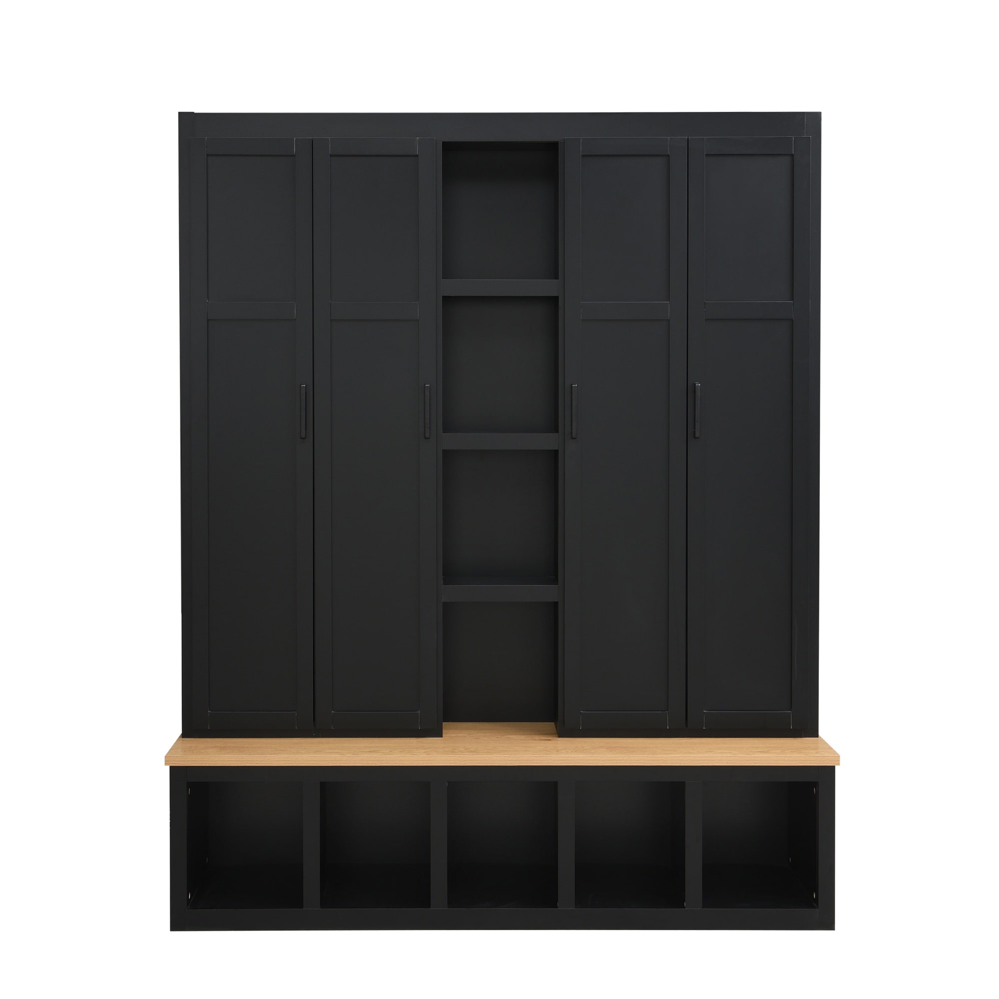 SINOFURN SYA390011BK Modern 62.9-in Black MDF Wood Hall Tree