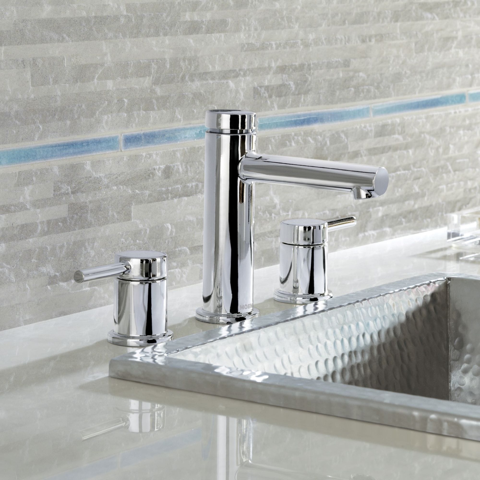 Chrome Modern Widespread Bathroom Faucet with Metal Handles
