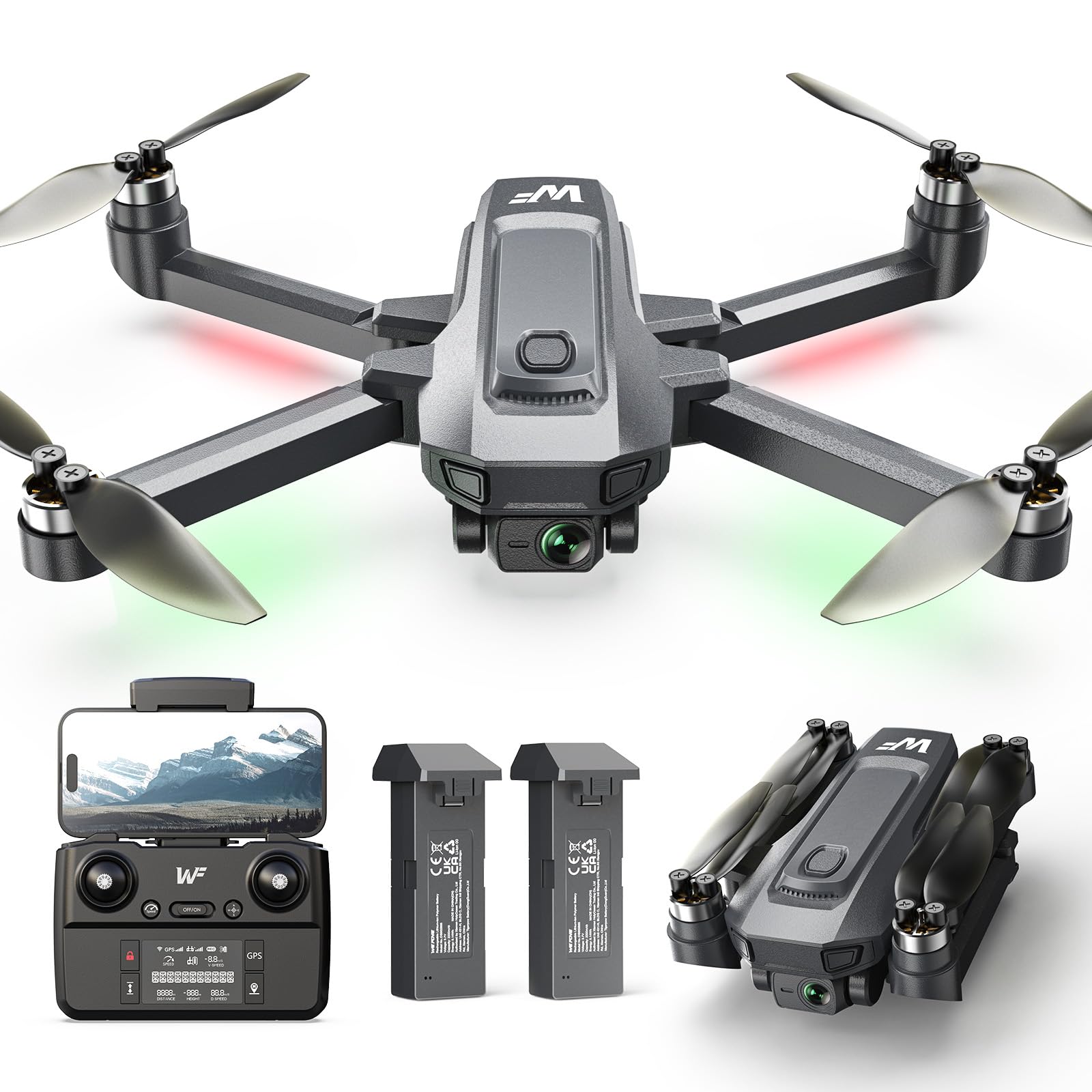 Etokfoks WF30 GPS Foldable Drone with 4K Camera Follow Me Return Home Brushless Motors 5G FPV Transmission and Two Power Cell #LETQVRI3W