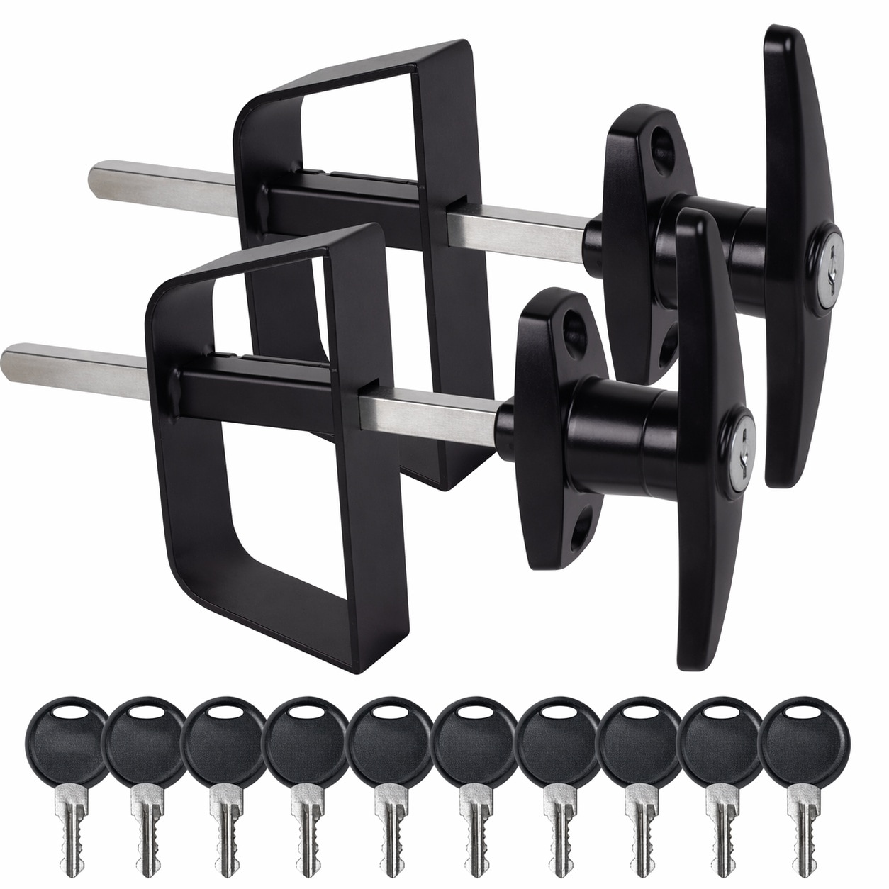 Aoibox  T Handle Lock Kit with 5 5 in Stem for Double Doors Complete Hardware Set with 10 Universal Keys