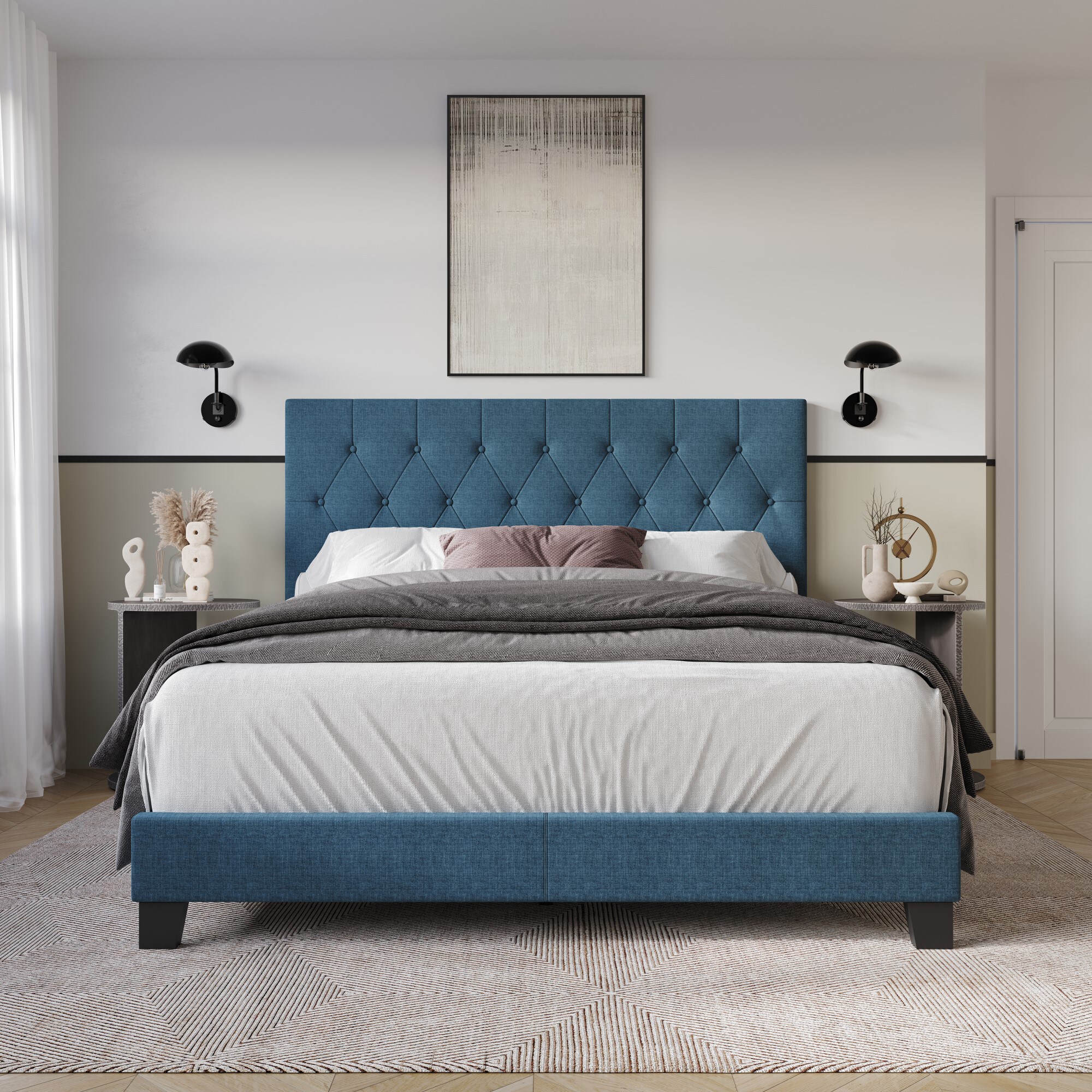 Home Design 80178-141 Dillon Denim Blue Twin Wood Panel Bed