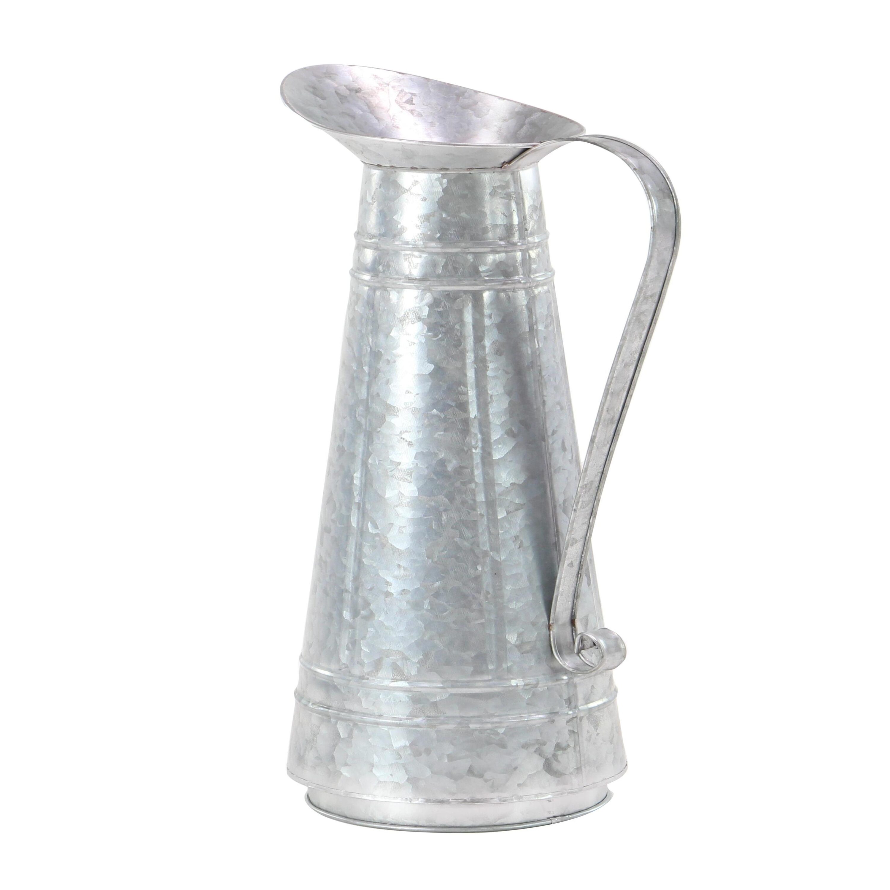 Chic Farmhouse 9" x 20" Silver Metal Watering Can Planter
