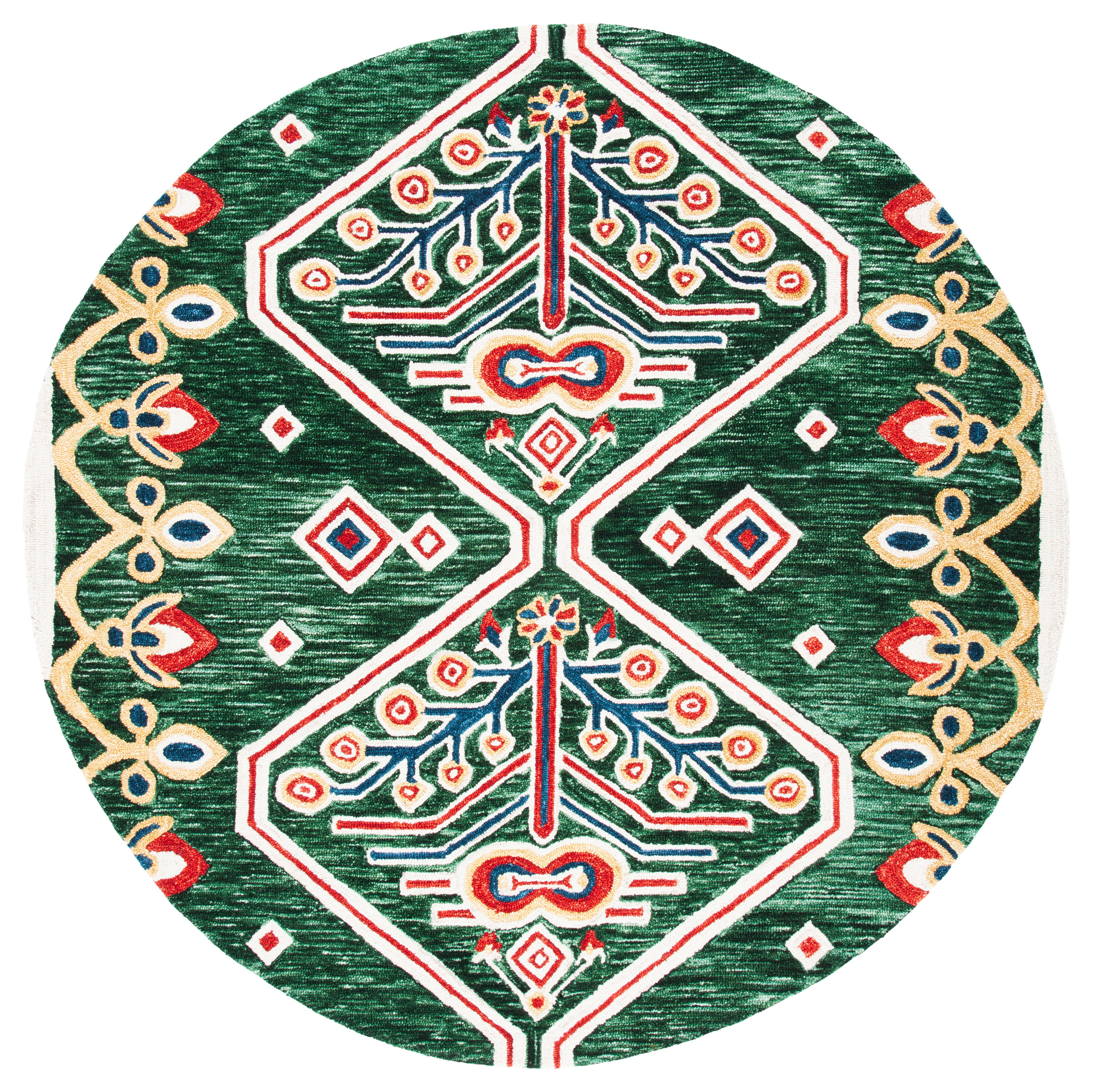 Safavieh APN703Y-7R Aspen Kersey 7 x 7 (ft) Tufted Wool Green/Ivory Round Indoor Abstract Global Area rug