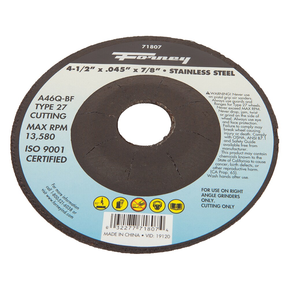 Forney 71807 Cut Off Wheel 4.5-Inches Aluminum oxide Cut-off wheel