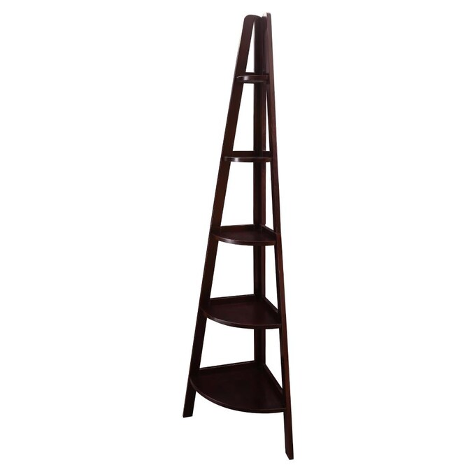 Casual Home Ladder Espresso Wood 5, Casual Home Ladder Warm Brown Wood 5 Shelf Bookcase
