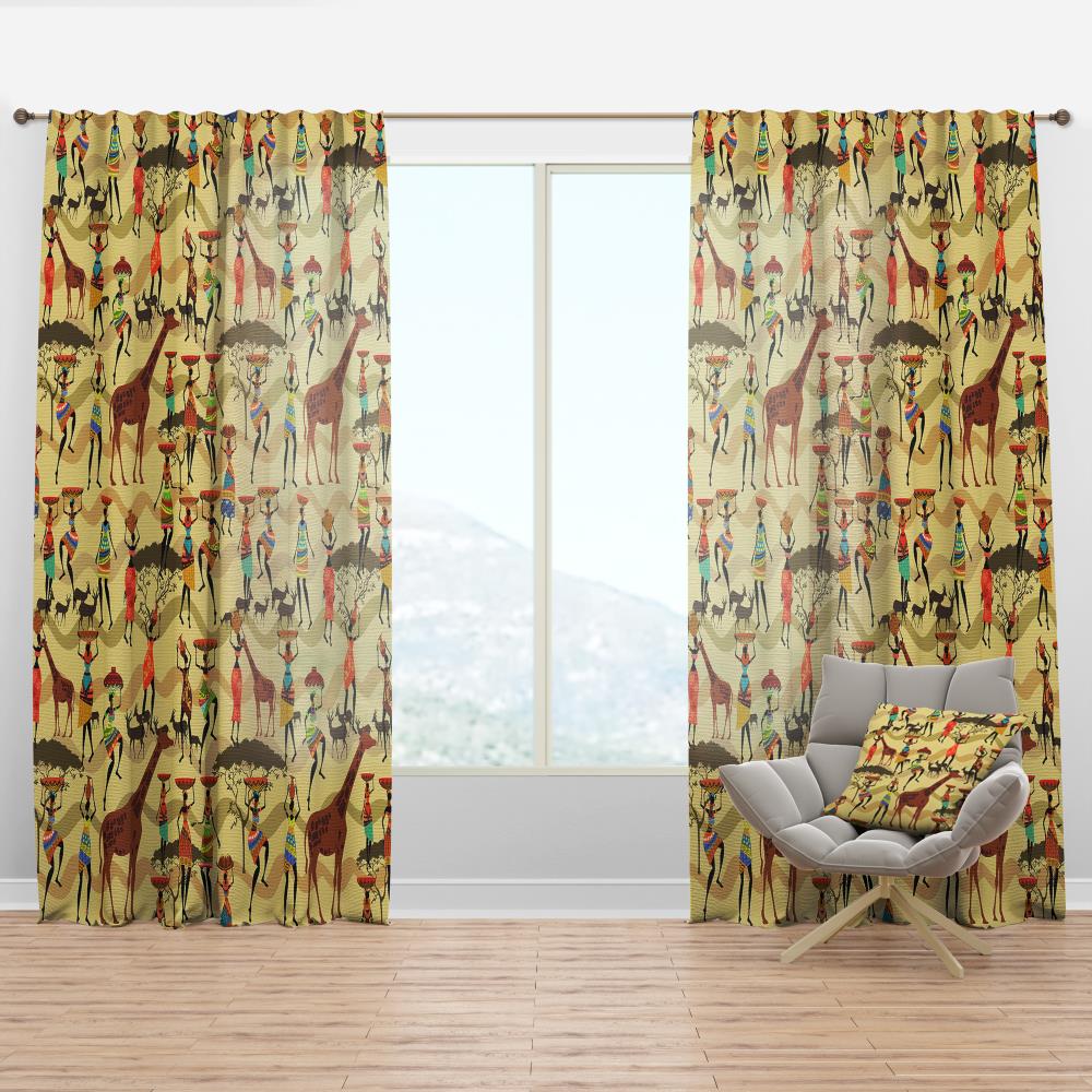 Designart CTN18839-52-108 108-Inches Yellow Room darkening Thermal lined Rod pocket Single curtain panel
