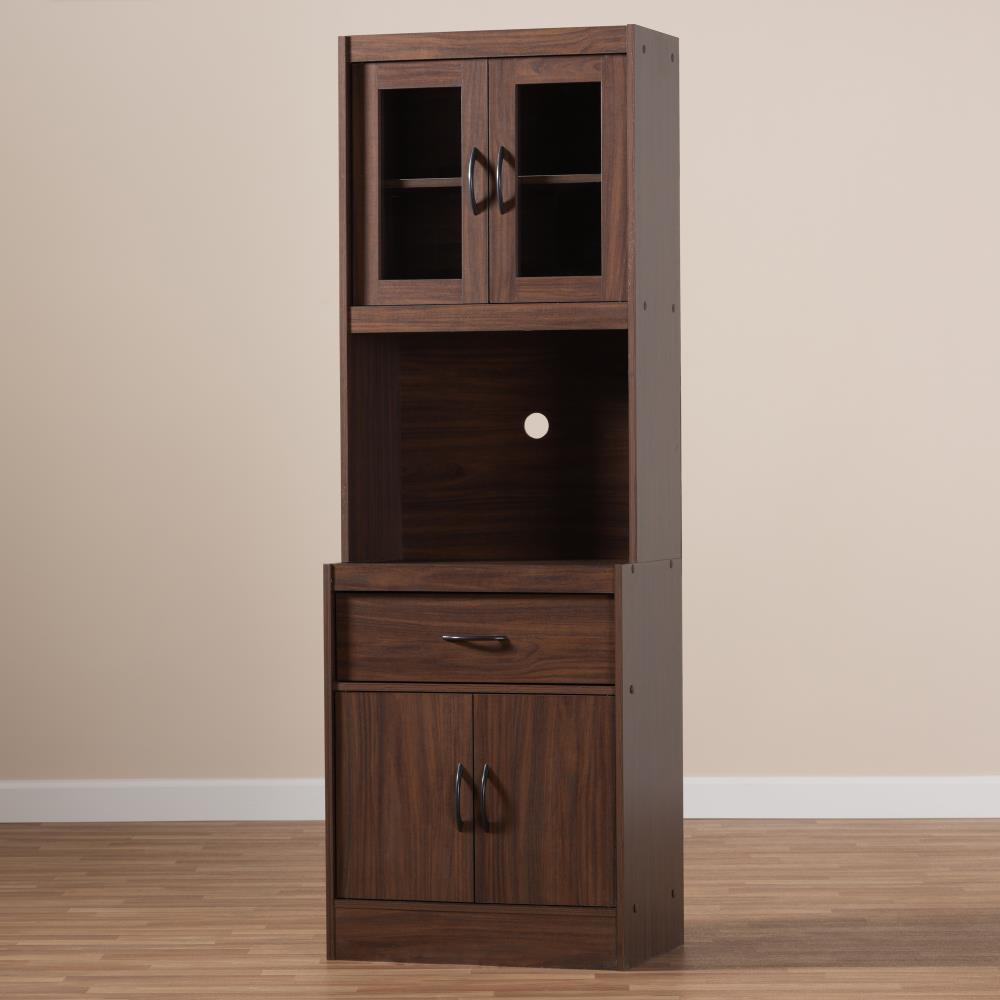 Baxton Studio Laurana Contemporary Modern Walnut Kitchen Hutch in