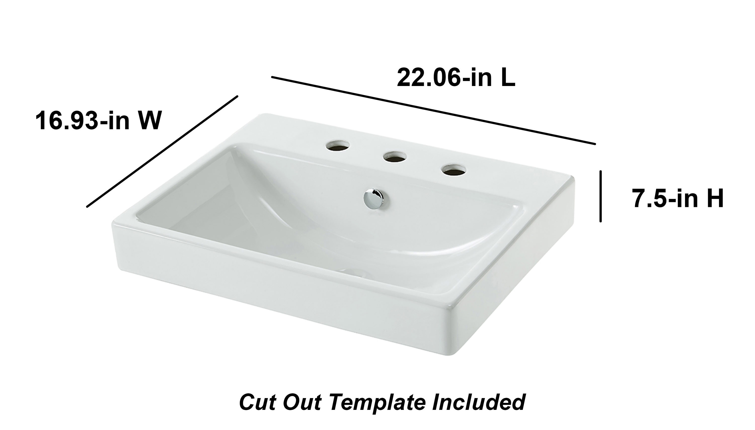 allen + roth Vitreous China Vessel Rectangular White Bathroom Sink (22. ...