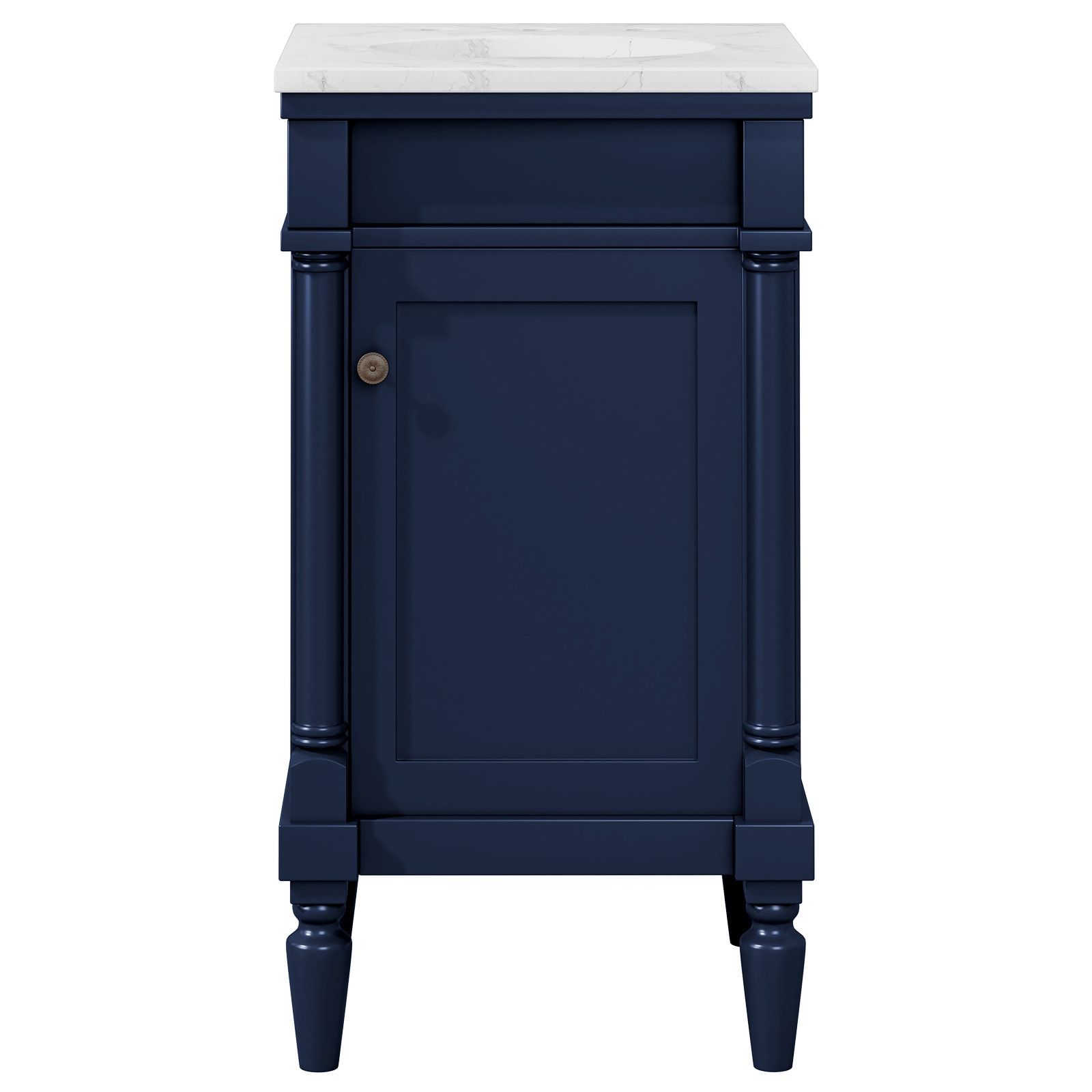 JEAREY 19 in Blue Bathroom Vanity with Single Ceramic Sink Freestanding Storage Cabinet with 1 Door No Mirror Faucet