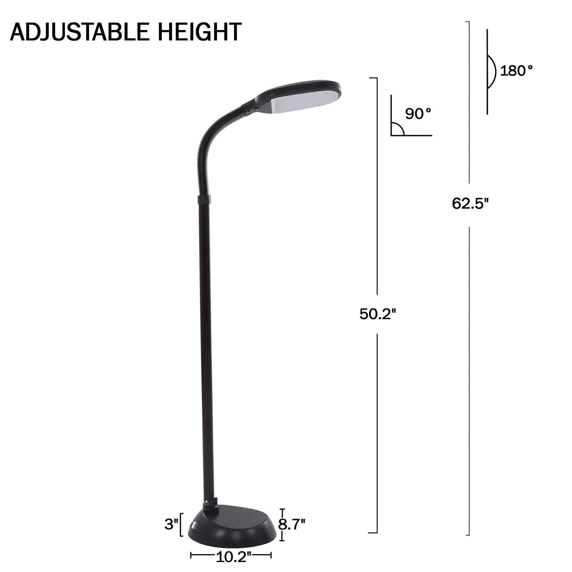 Hastings Home Natural Daylight LED Floor Lamp 60-in Black Arc Floor Lamp in  the Floor Lamps department at