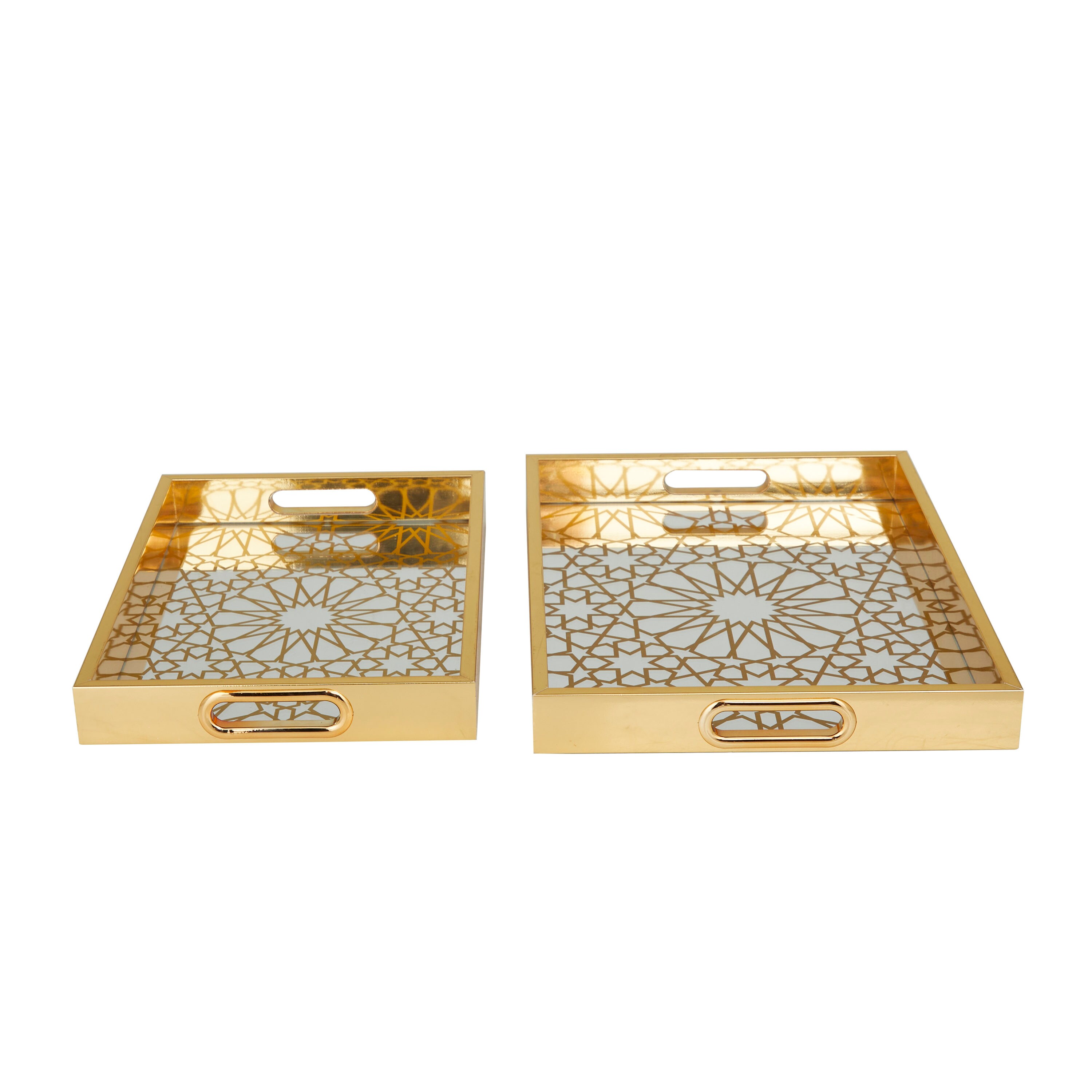 Grayson Lane 79175  Gold Plastic Glam Tray, Set of 2 16 , 14 W