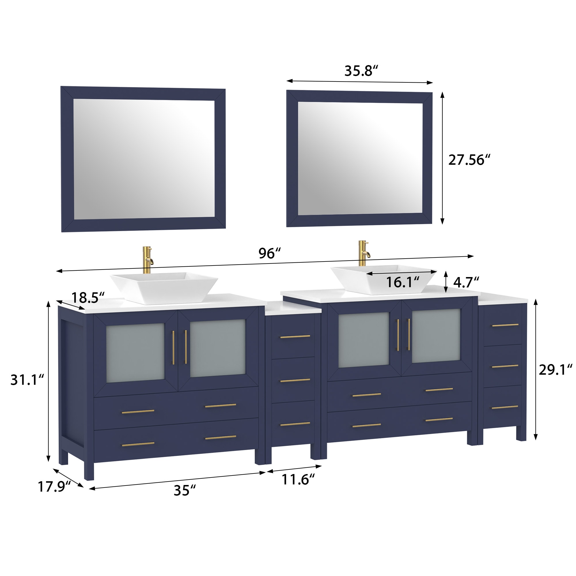 Vanity Art VA3136-96B Bath-Vanity-Combo - View #12