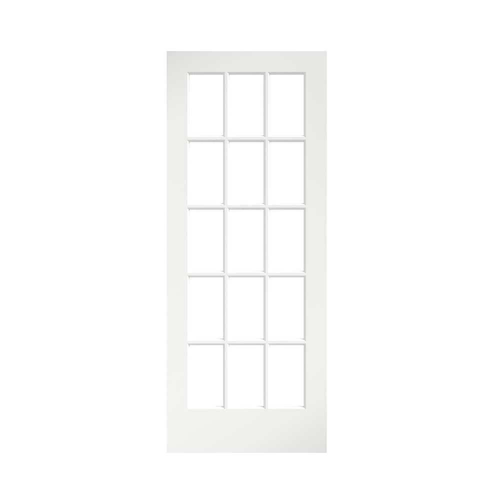 eightdoors 36 in. x 80 in. Clear Glass 15-Lite True Divided White