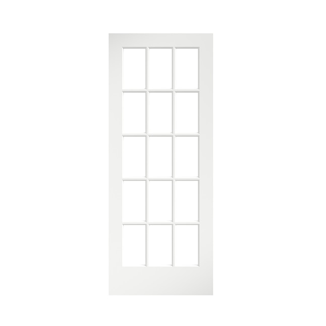 EightDoors 30-in x 80-in White Clear Glass Prefinished Pine Wood