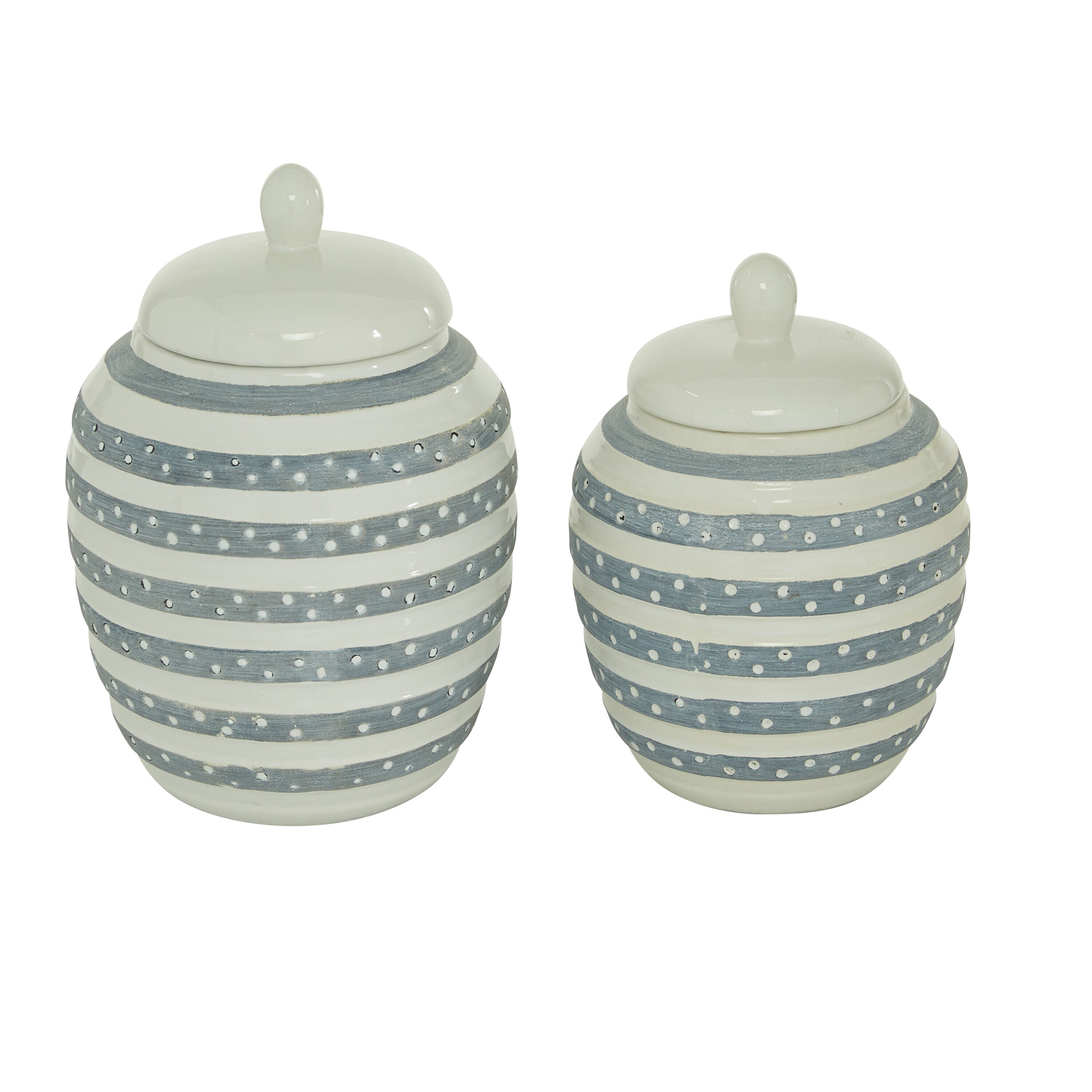 Grayson Lane 2-Pack White Ceramic Coastal Decorative Jar at Lowes.com