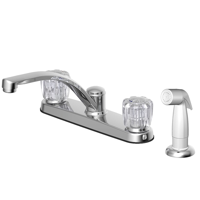 Project Source Chrome 2-Handle Deck-Mount Low-Arc Handle Kitchen Faucet (Deck Plate Included) Project Source Chrome 2-Handle Deck-Mount Low-Arc Handle Kitchen Faucet (Deck Plate Included)