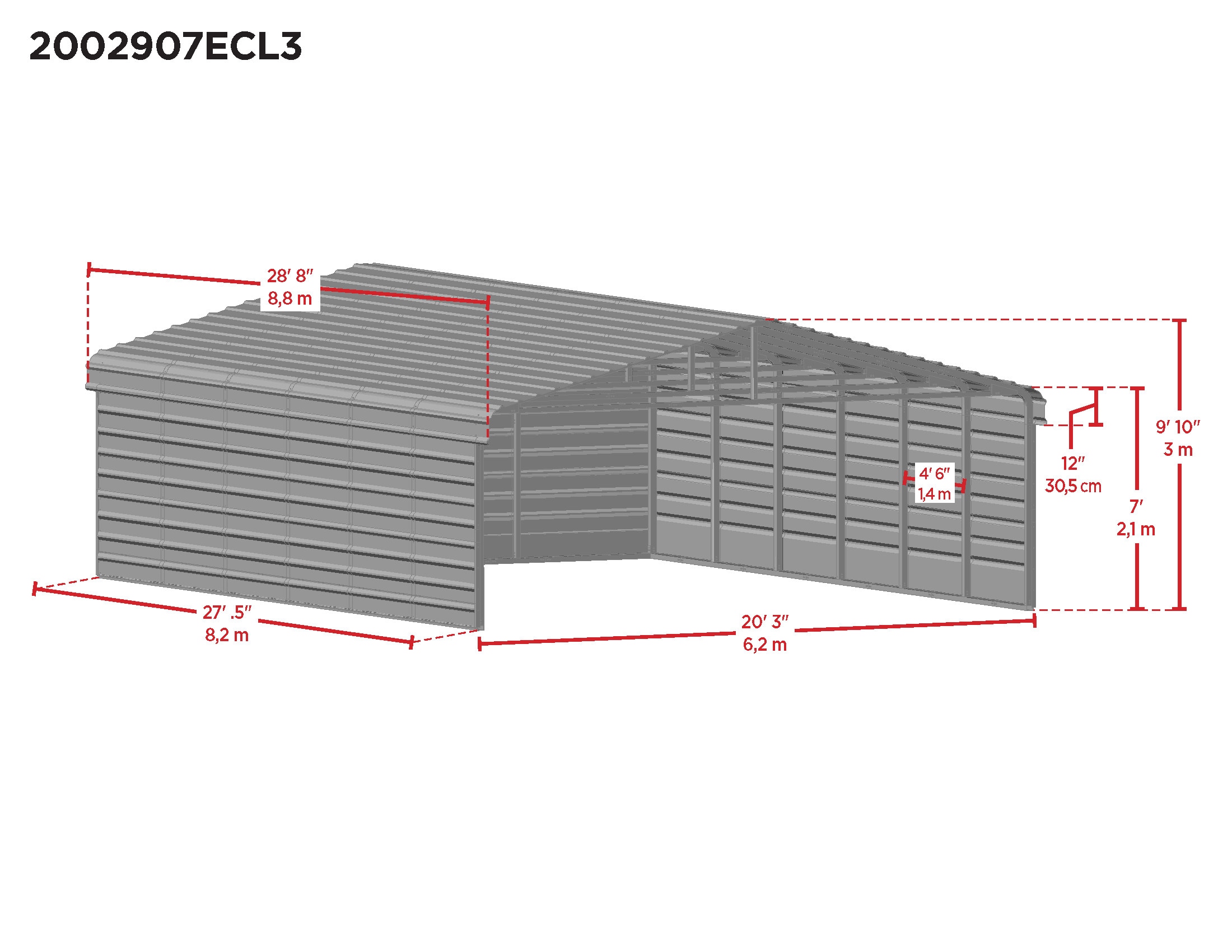 Arrow CPHC202907ECL3 Carport-Covers - View #3