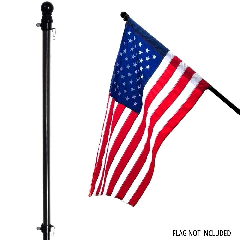 Flag Pole Kit,6 FT Black Flag Pole for House Yard Garden,Prevent Tangling Metal Aluminum Flagpole for American Flag,Commercial or Residential Flag Pole with Two-Position Holder 