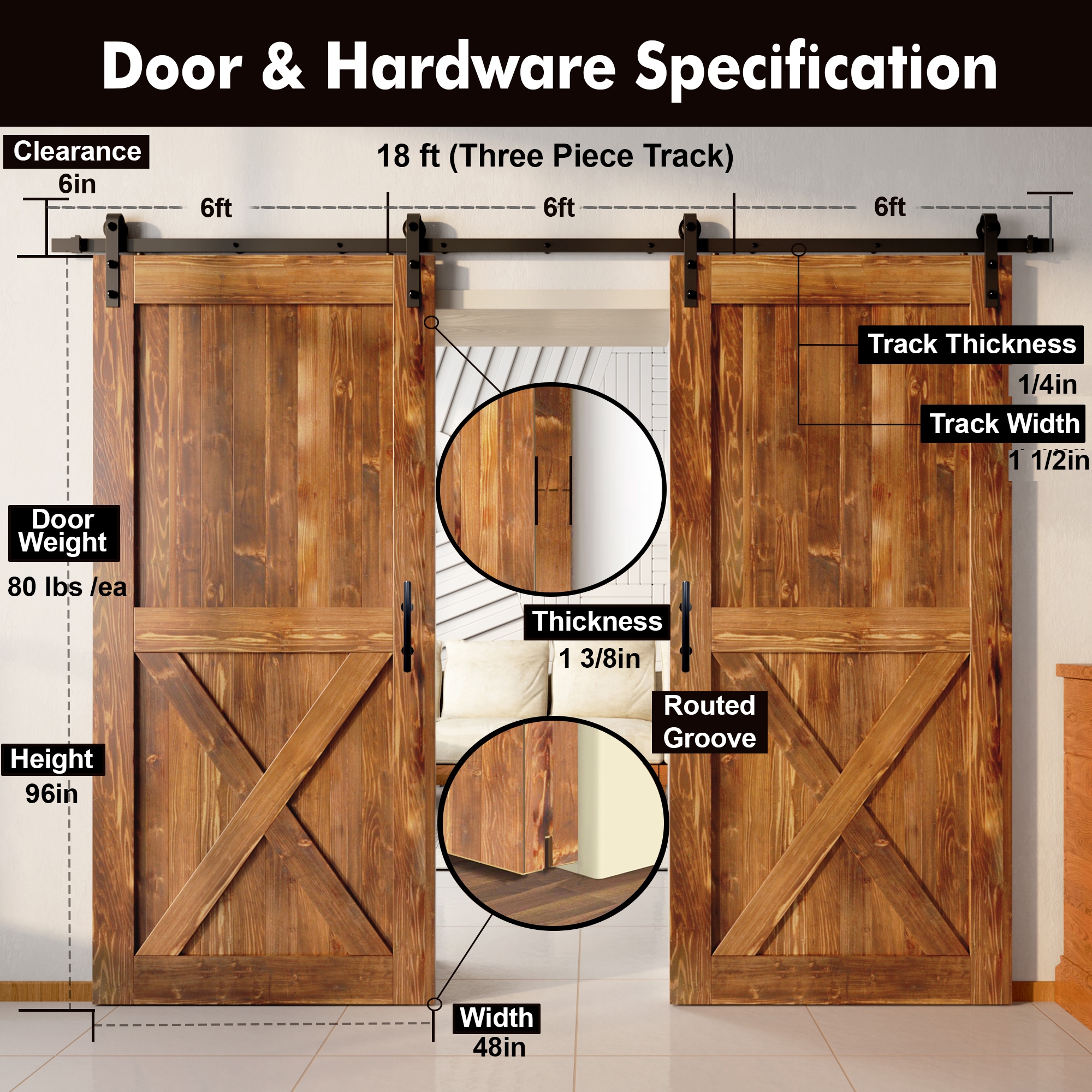 HOMACER YT2TGH216C-4896-X-EA Barn-Doors - View #7