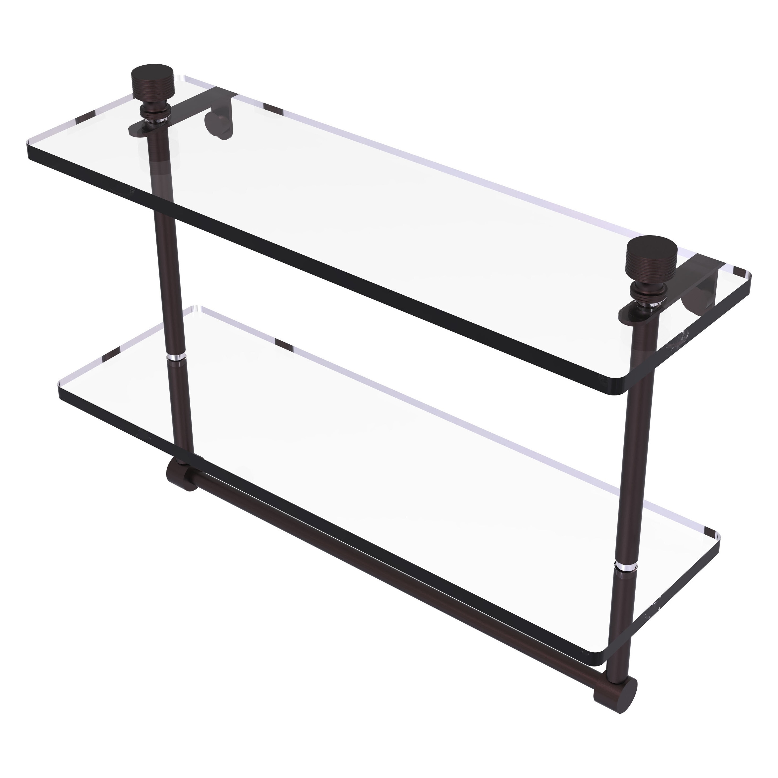 Allied Brass FT-2/16TB-ABZ Fox trot Antique Bronze 2-Tier Wall Mount Bathroom Shelf (16-in x 12-in x 5-in)