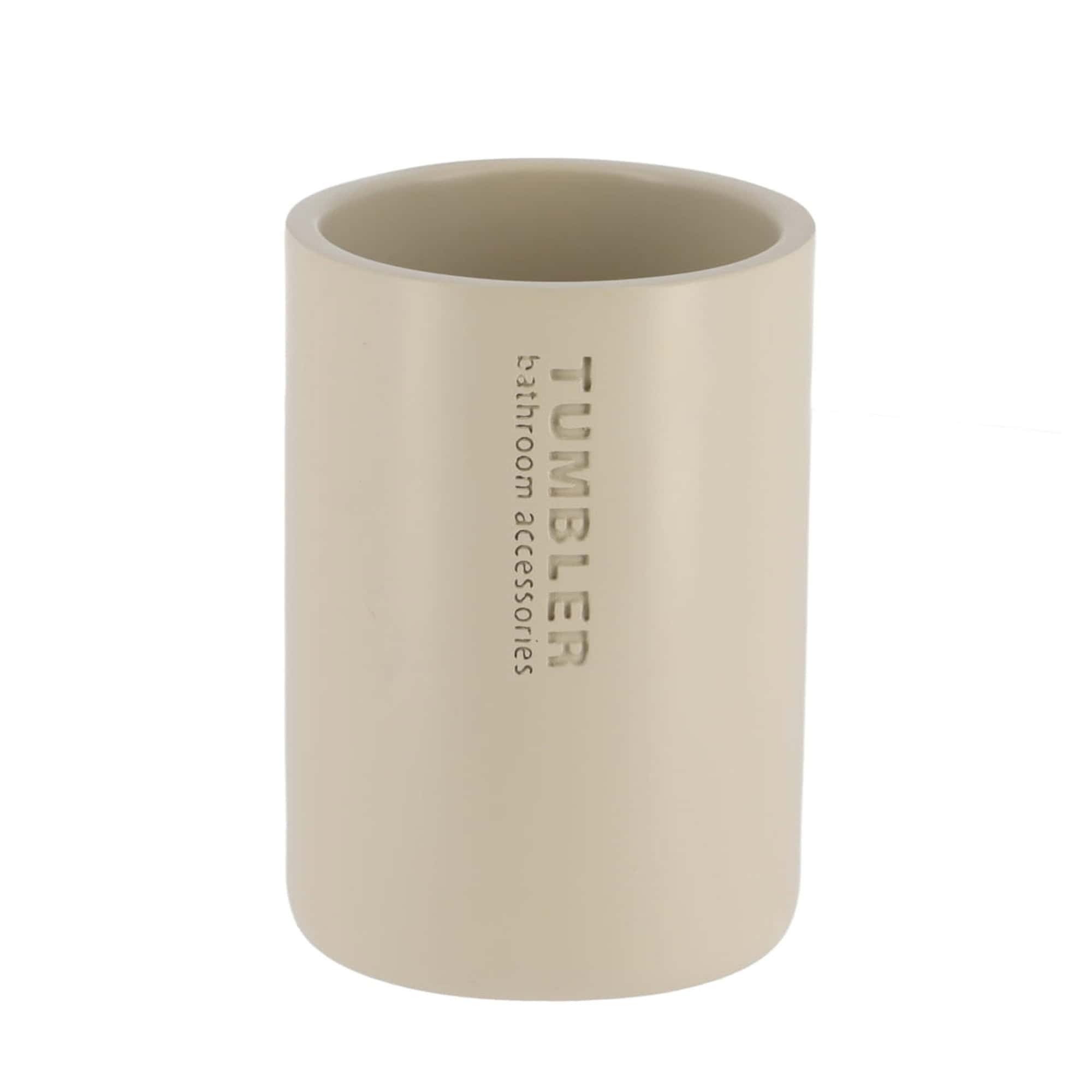 EVIDECO FRENCH HOME GOODS Stylish Matte Beige Bathroom Tumbler - Polyresin Toothbrush Cup Versatile Design for Modern Home Decor