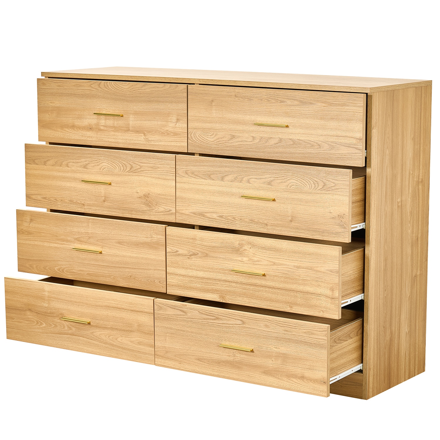 Tatayosi - Modern Natural 8-Drawer Dresser for Bedroom - Ample Storage Wide Chest of Drawers Stur...