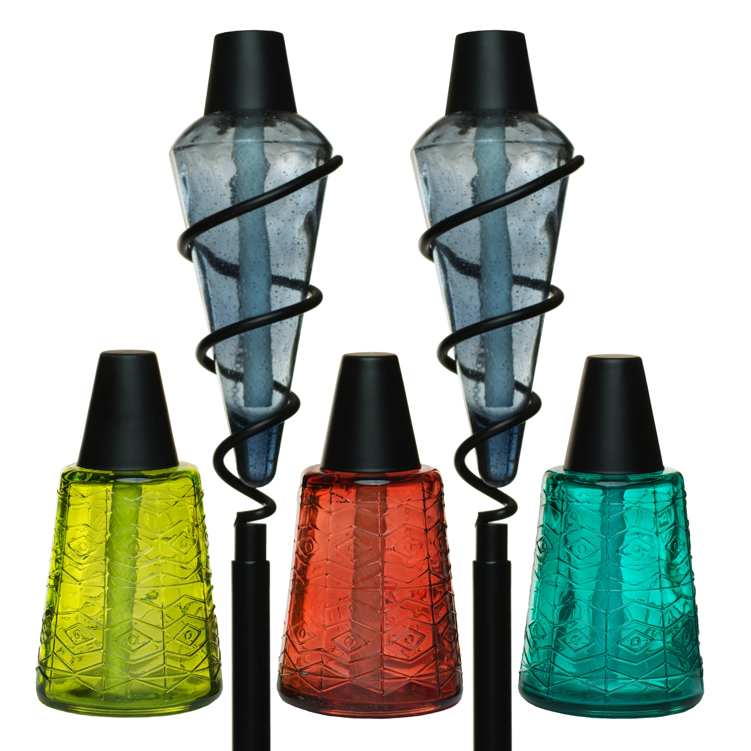 TIKI 111619468 64-in Blue Glass Garden Torch