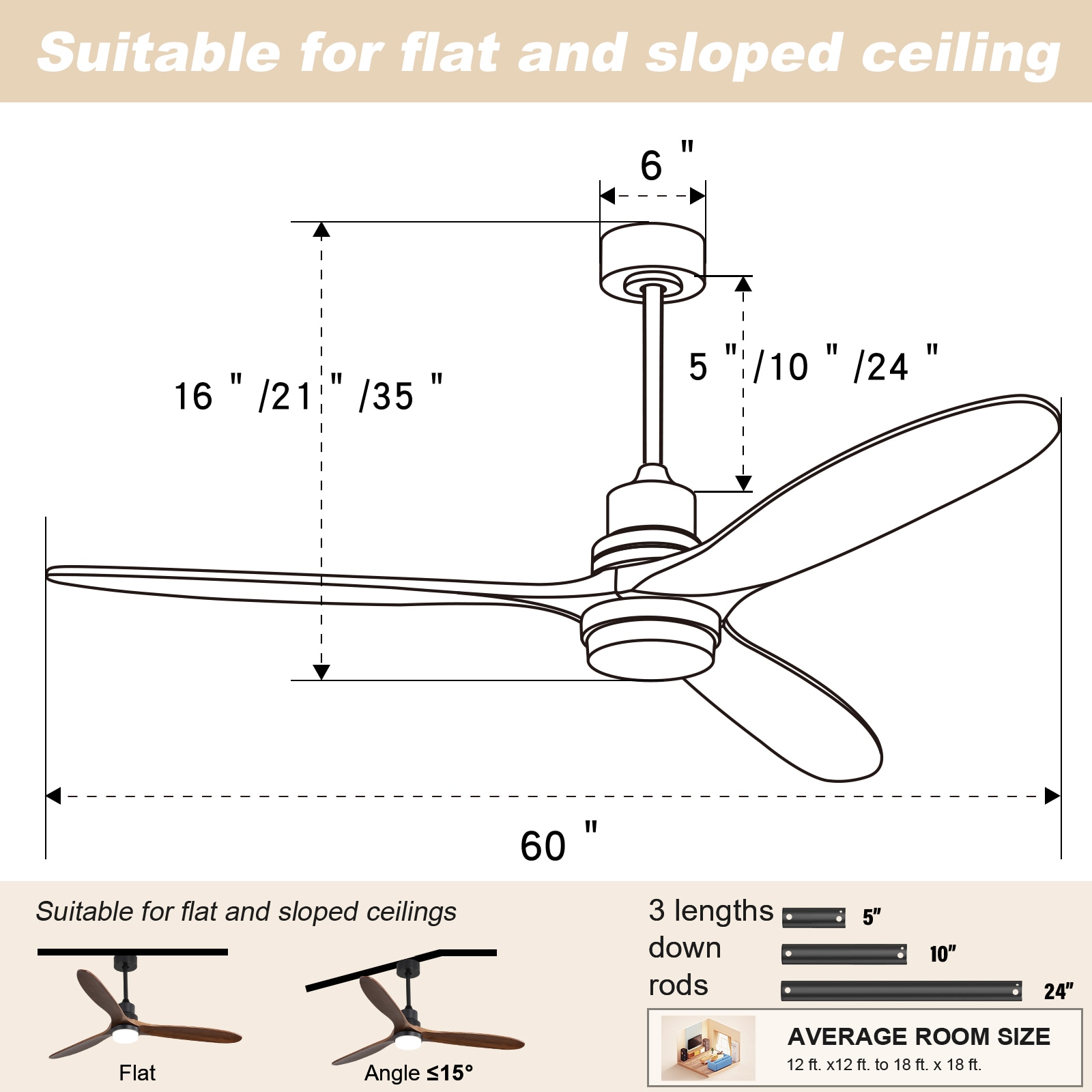 Sofucor LS-6003-BK-HTM-60-W Ceiling-Fans - View #6