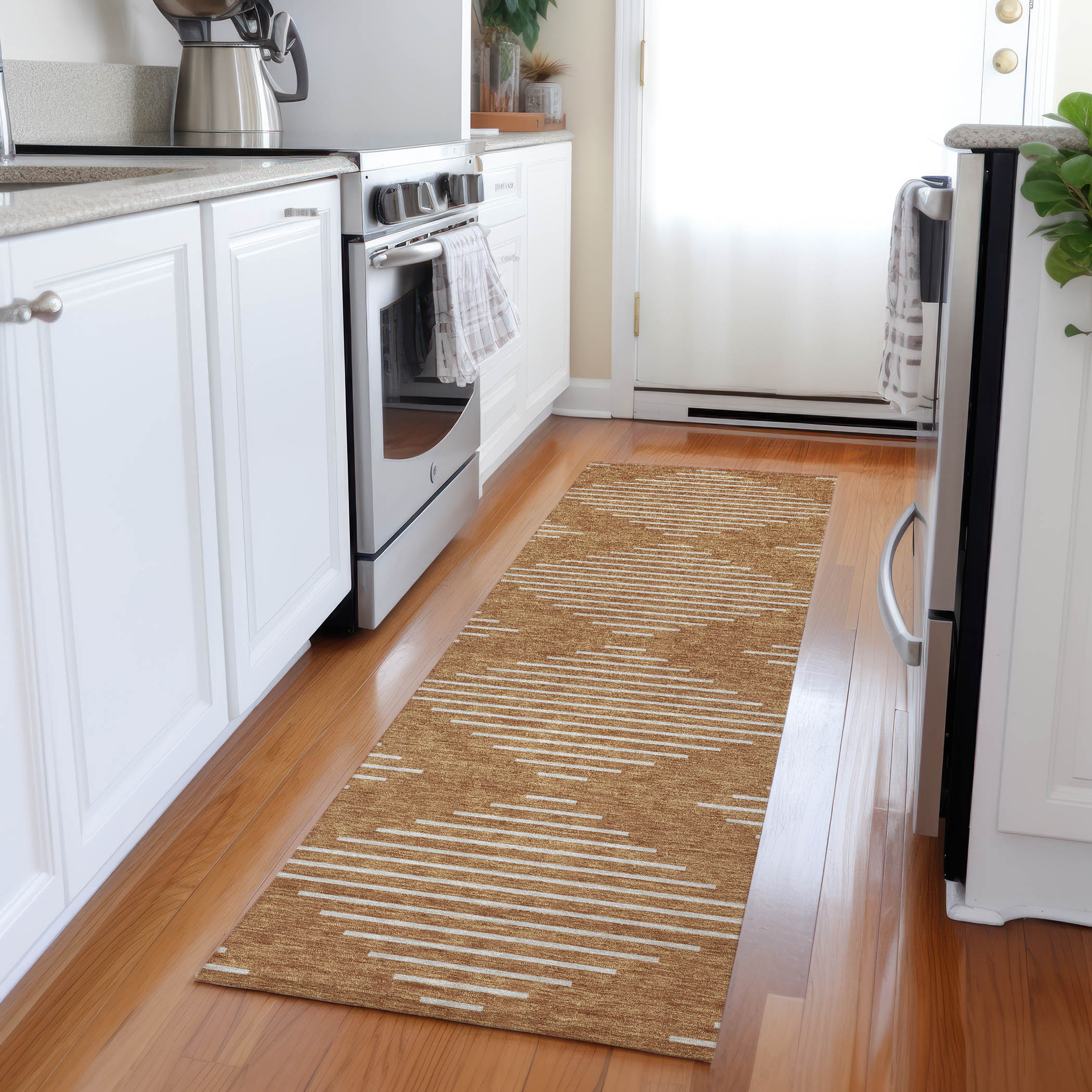 Addison Rugs ACN1016PK2X8 Chantille ACN1016PK 2 x 7 (ft) Polyester Paprika Rectangular Indoor/Outdoor Geometric Machine washable Runner rug