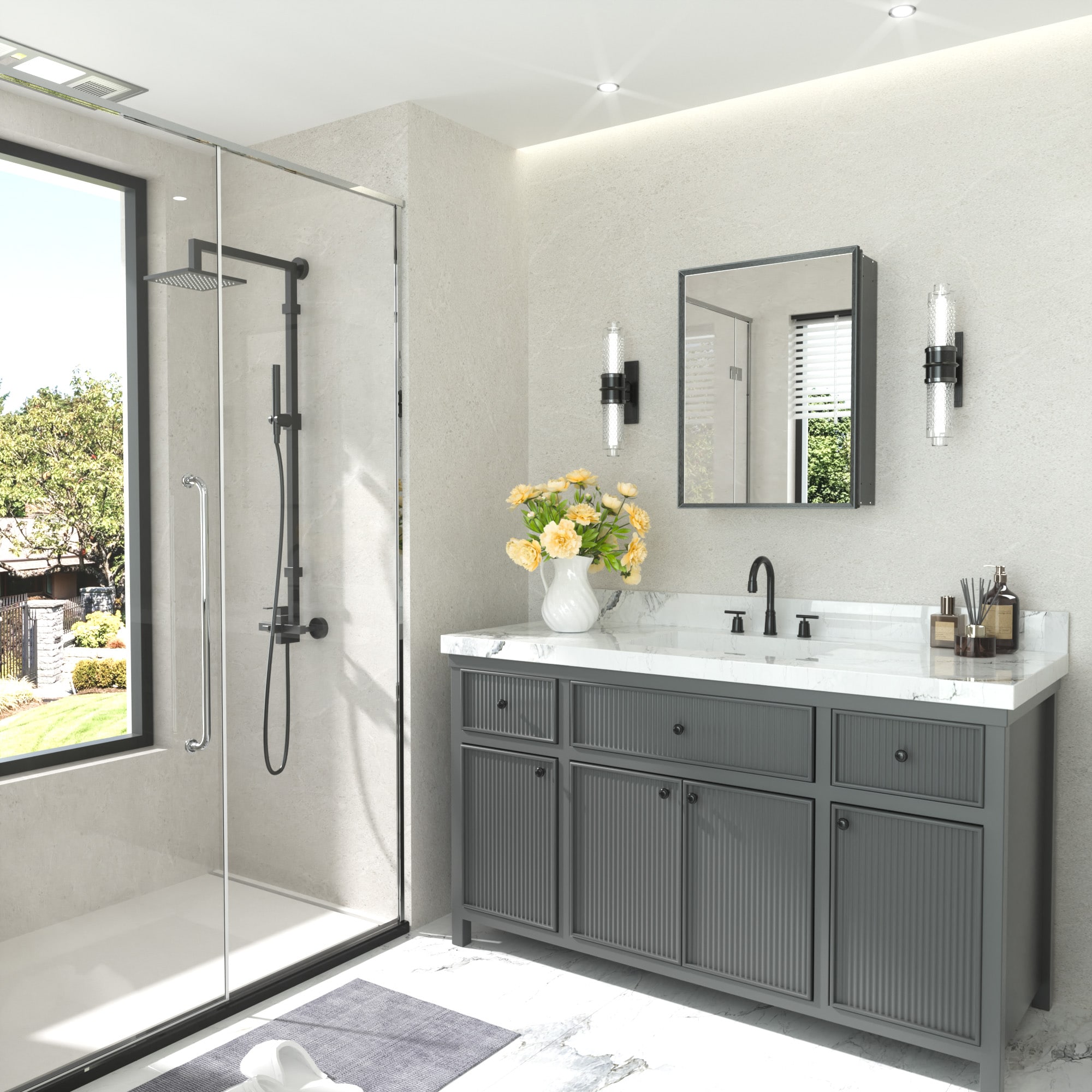 Keonjinn LW-JG-FP-5166-BK Bathroom-Medicine-Cabinets - Thumbnail View #2