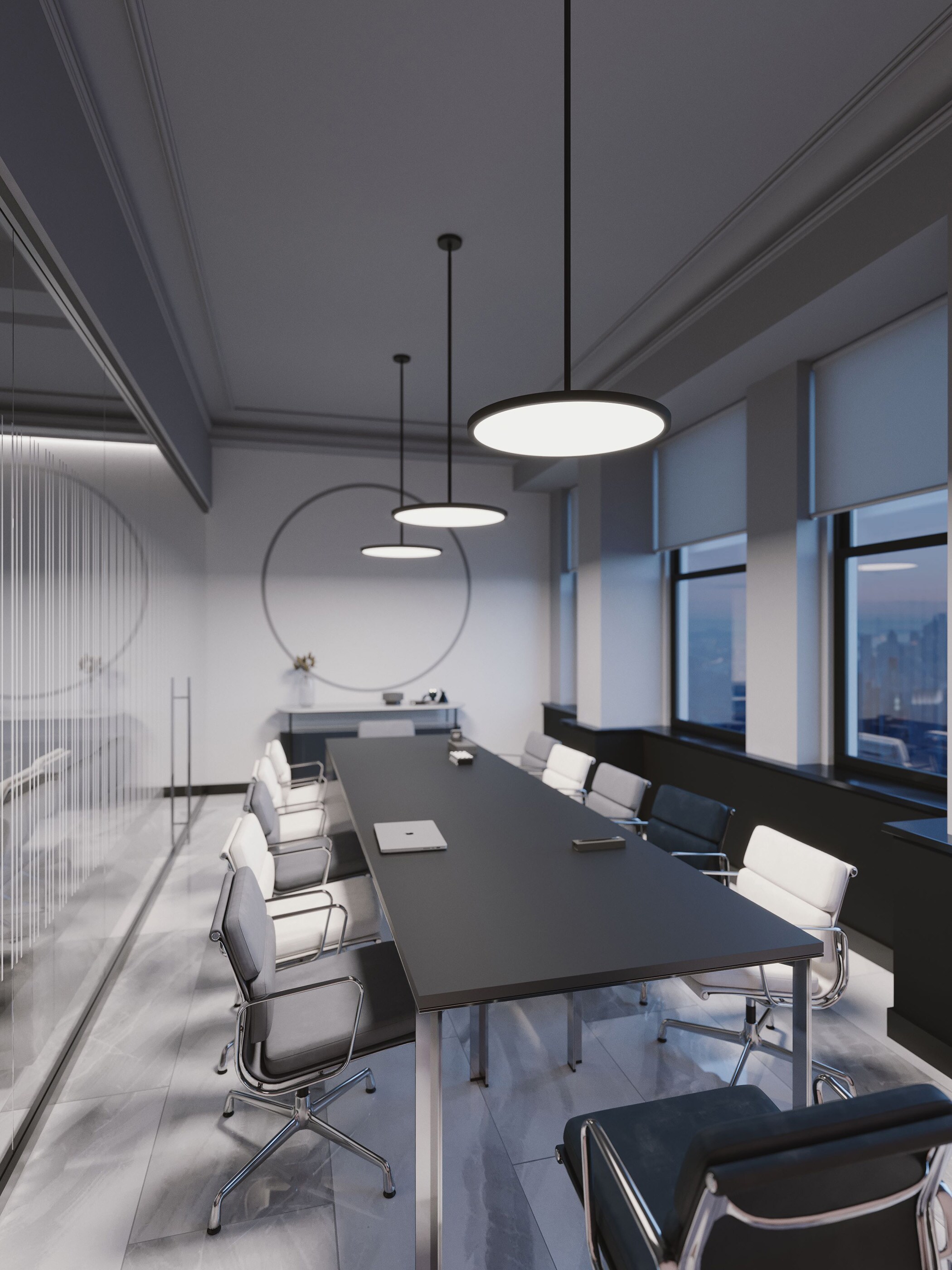 Edge 16'' Black Aluminum LED Round Pendant Light