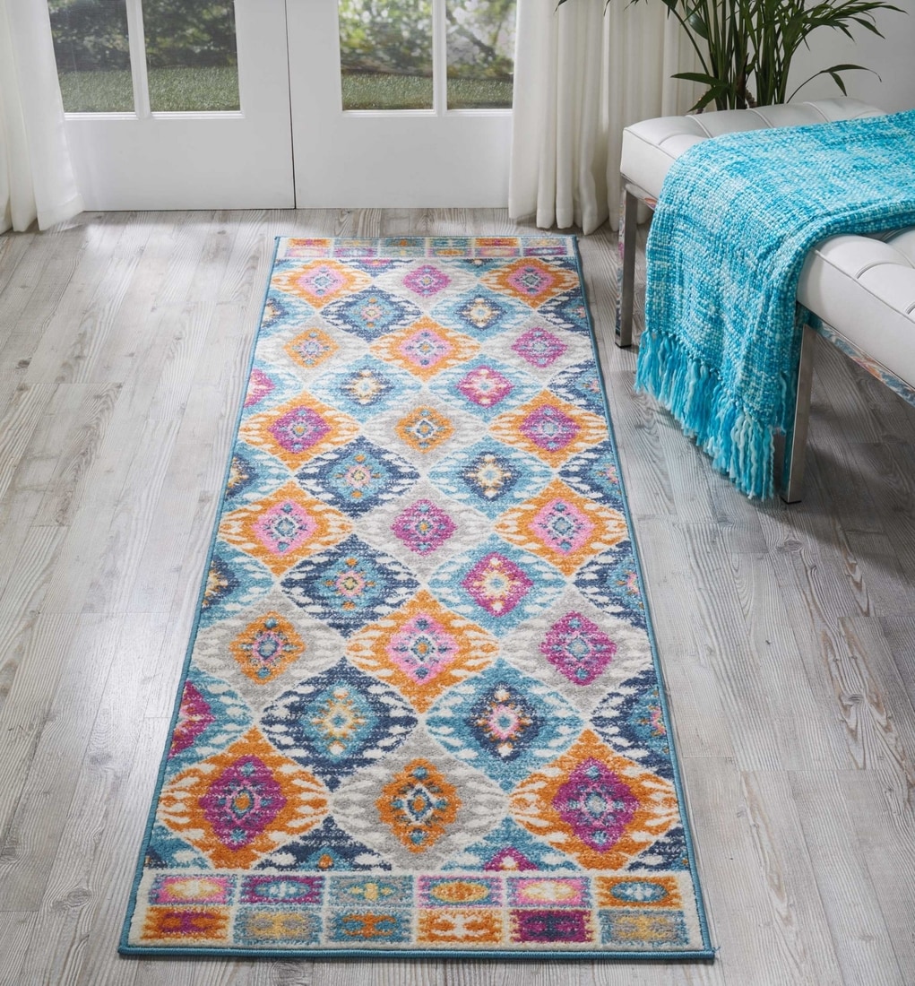 HomeRoots 2 X 8 (ft) Multicolor Indoor Abstract Runner Rug in the Rugs ...