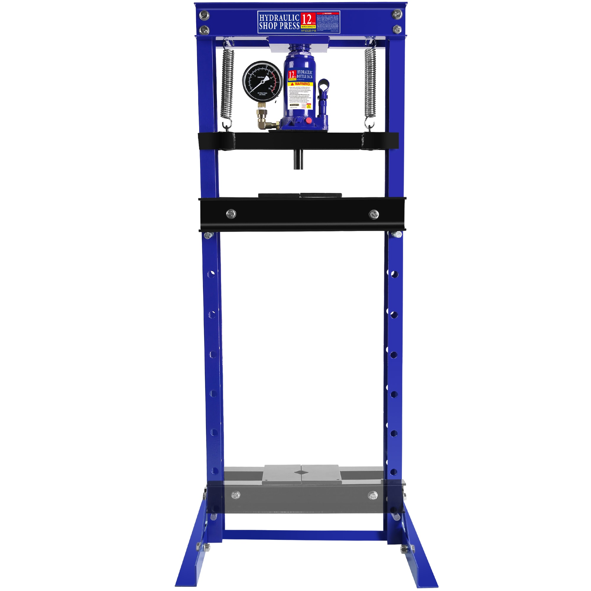 Kahomvis YS-QP214-310 Steel H-Frame Hydraulic Shop Press with Stamping Plates to Bend, Straighten, or Press Parts, with a pressure gauge, Install Bearings and U-Joints, 12 Ton (24,000 lb) Capacity