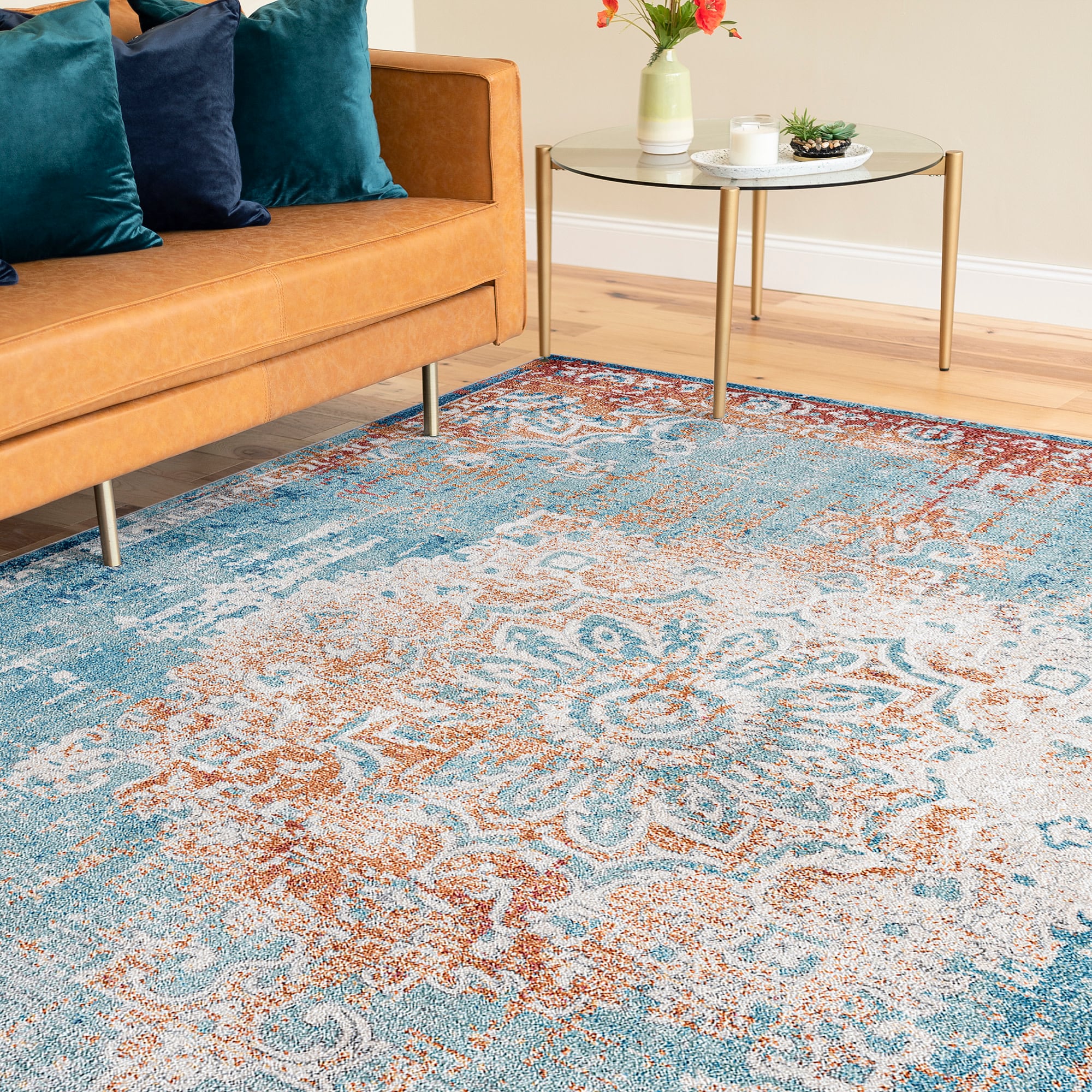 Tayse GRD6607 8X10 Garden 8 x 10 (ft) Loomed Polypropylene Blue Rectangular Indoor Area rug