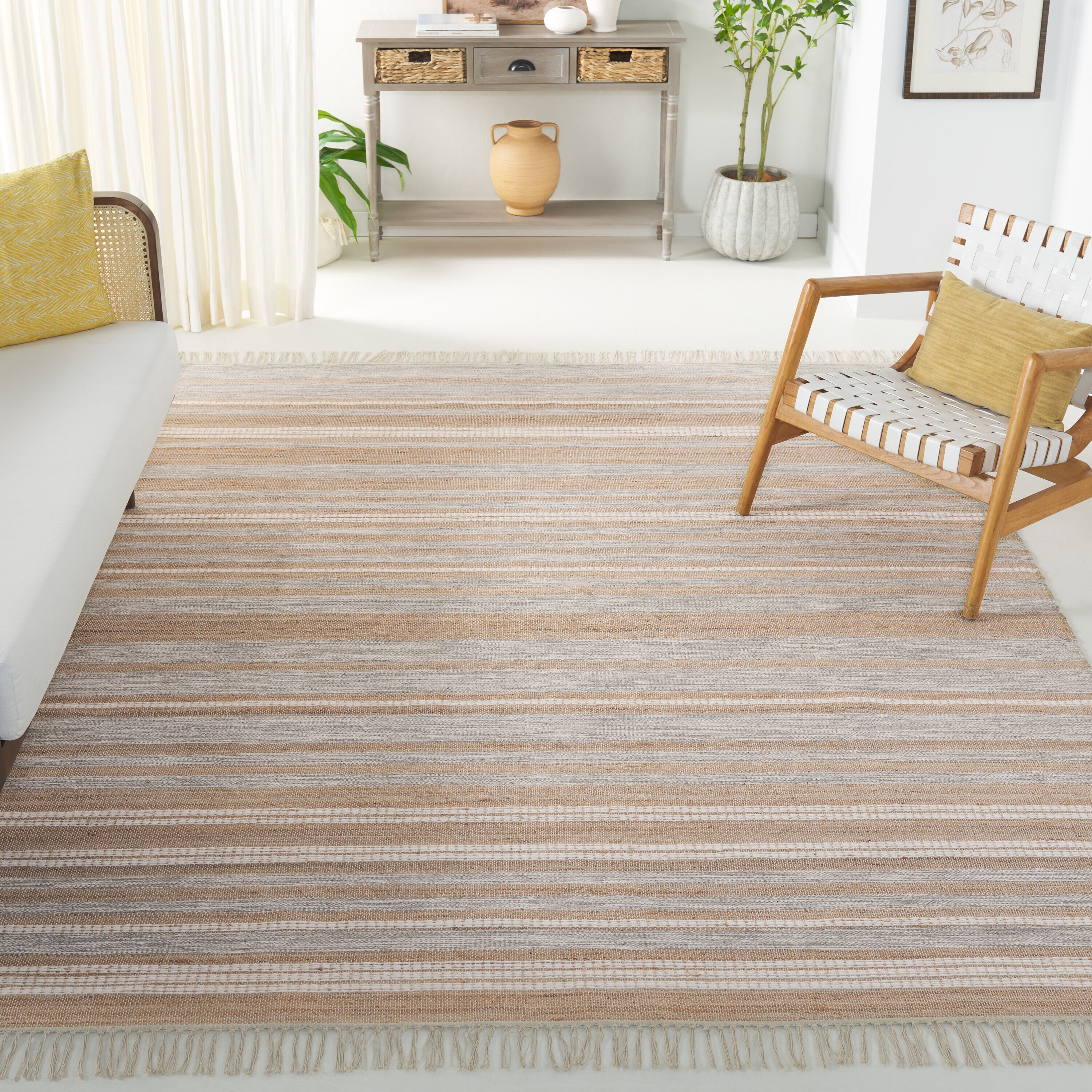  Kilim 443 Natural/Gray Bohemian 8Ft x 10Ft Large Rectangle Rug