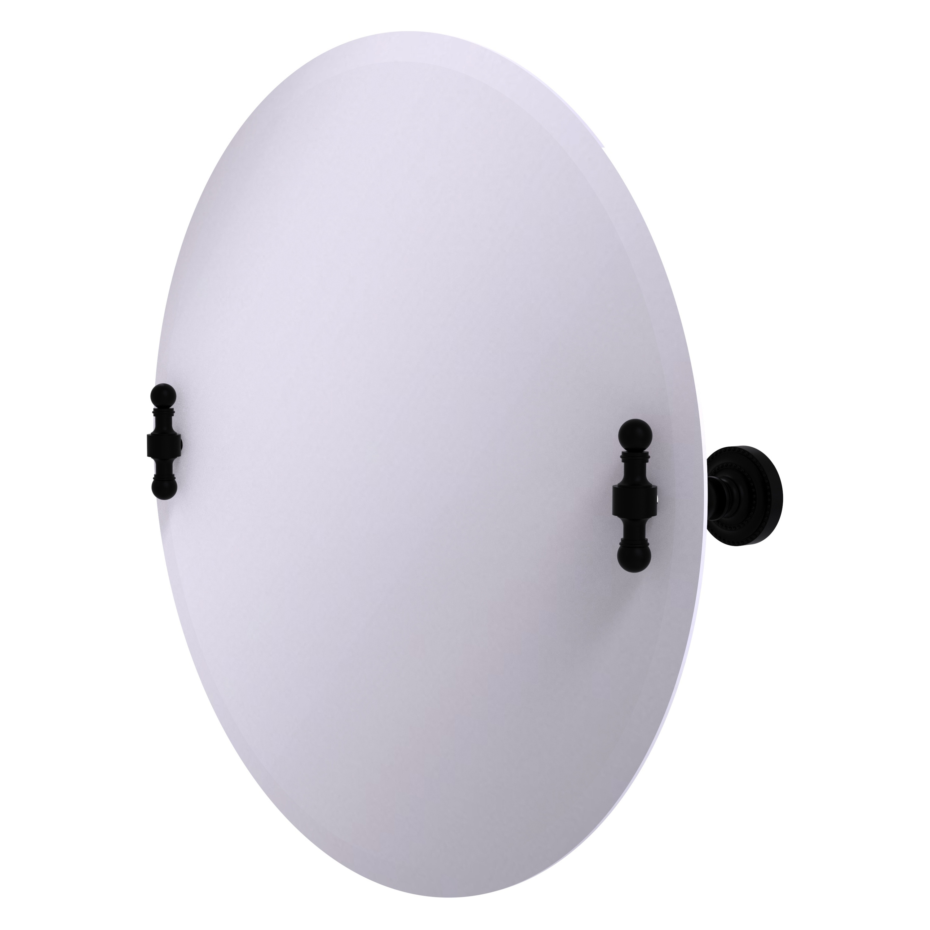 Allied Brass RD-90-BKM Retro Dot 22-Inches x 22-Inches Beveled Frameless Round Tilting Bathroom Vanity Mirror ( Matte Black )