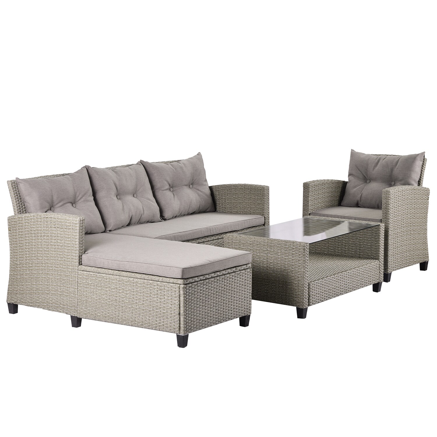 SINOFURN SYA020109GY Conversation Set Rattan Sectional Furniture Sofa Set