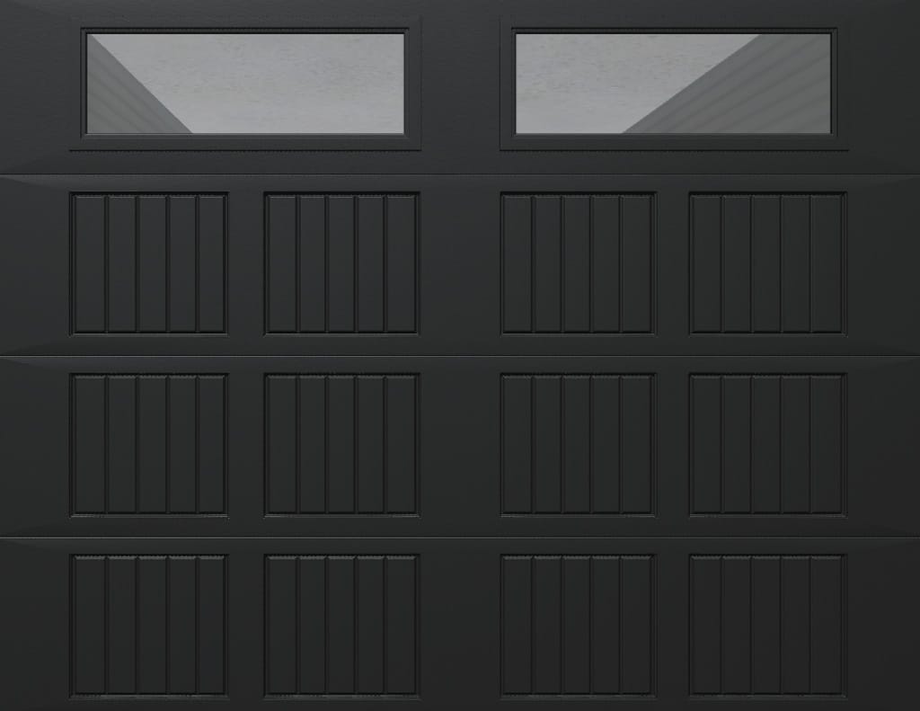 Wayne Dalton 8500SNMABLCLRIII97 Classic Steel Model 8500 8-ft x 7-ft Insulated Black Single Garage Door with Windows
