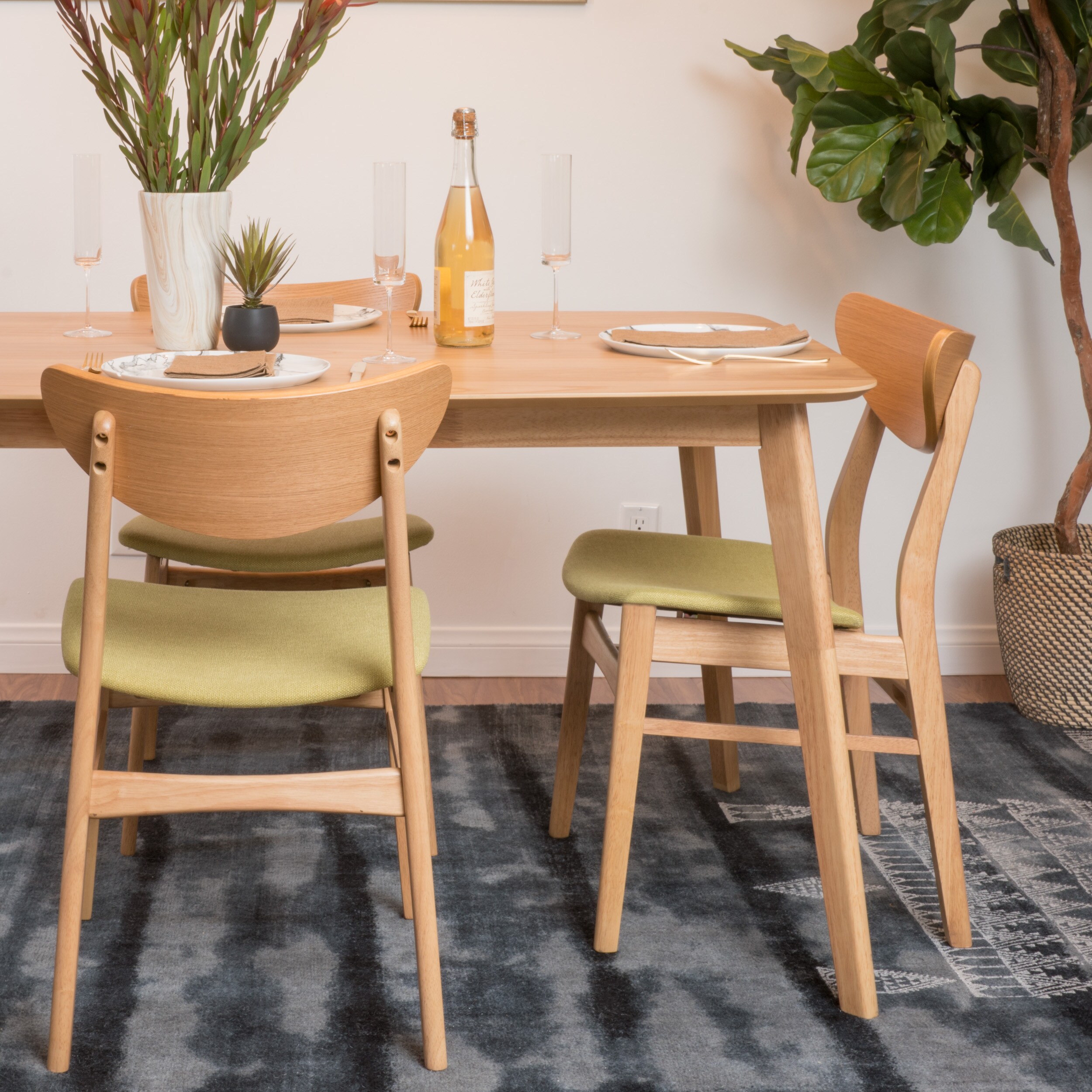Christopher Knight Home - Anise Green Tea Fabric Dining Chair Set of 2