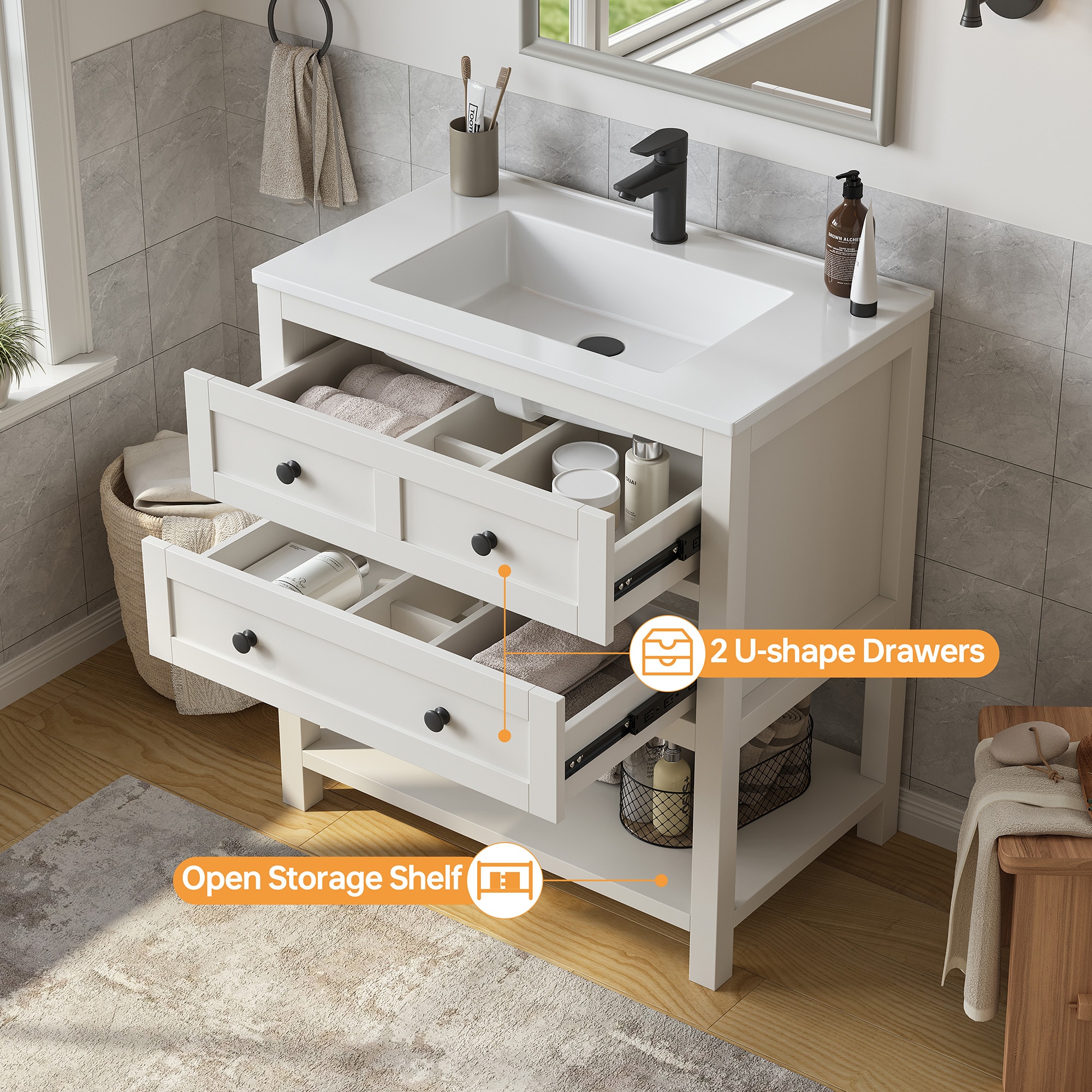 DELUXE LIVING V24032KD-30WT Bath-Vanity-Combo - View #7