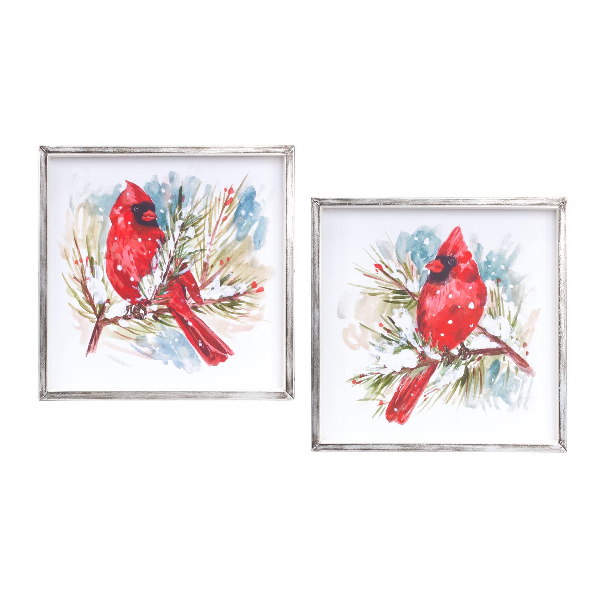 Melrose International 83028DS Cardinal and Pine Frame (Set of 2) 14SQ MDF/Iron