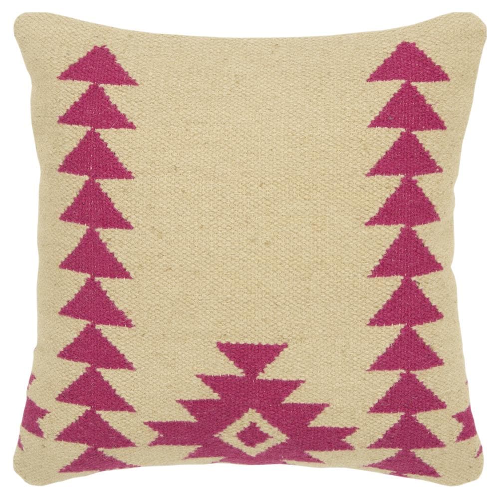 Rizzy Home T14997 Poly filled pillow 18-in x 18-in Hot Pink Square Indoor Decorative Pillow