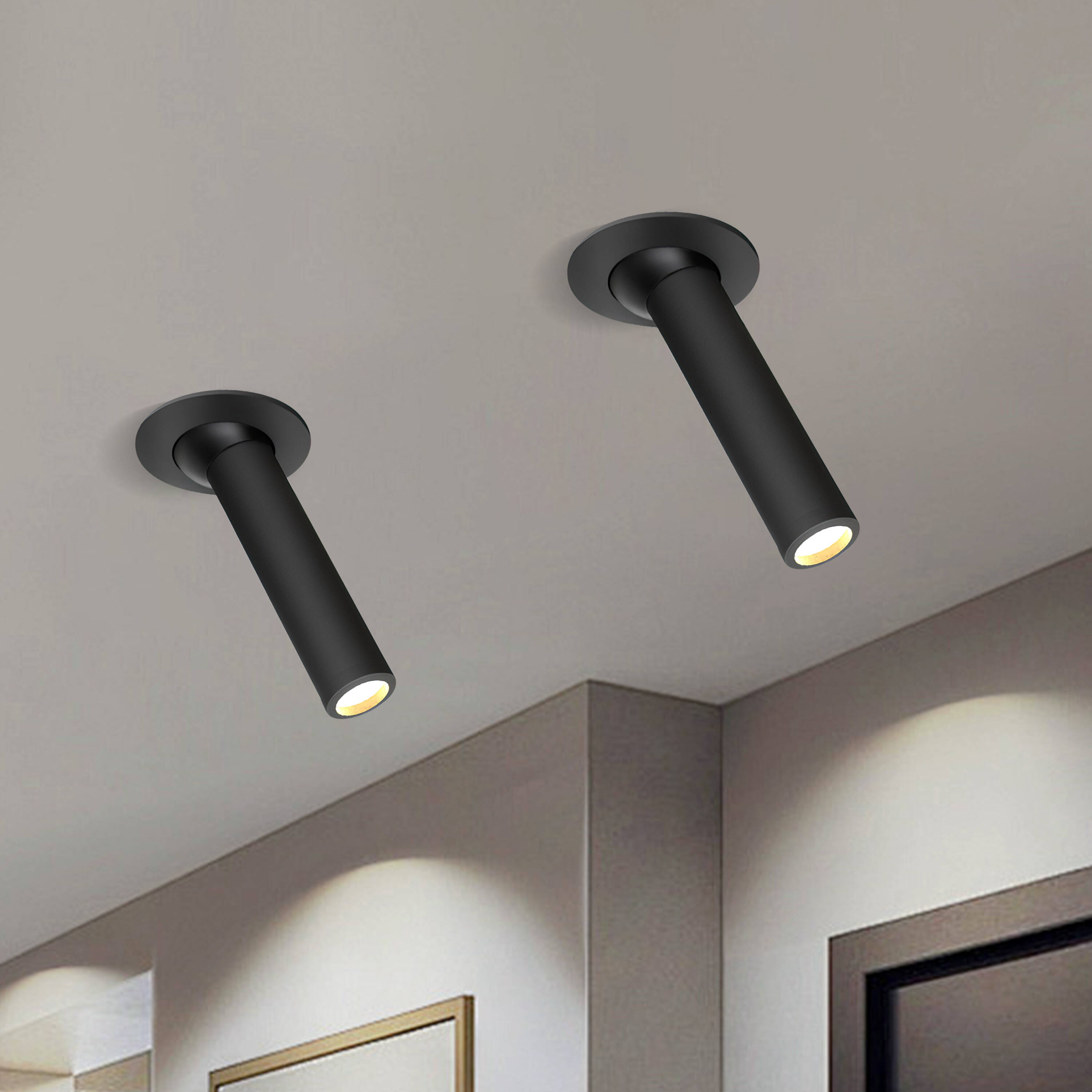 HUOKU PD1041041 Parroco 1 -Light Black dimmable Integrated Cylinder Flush mount light
