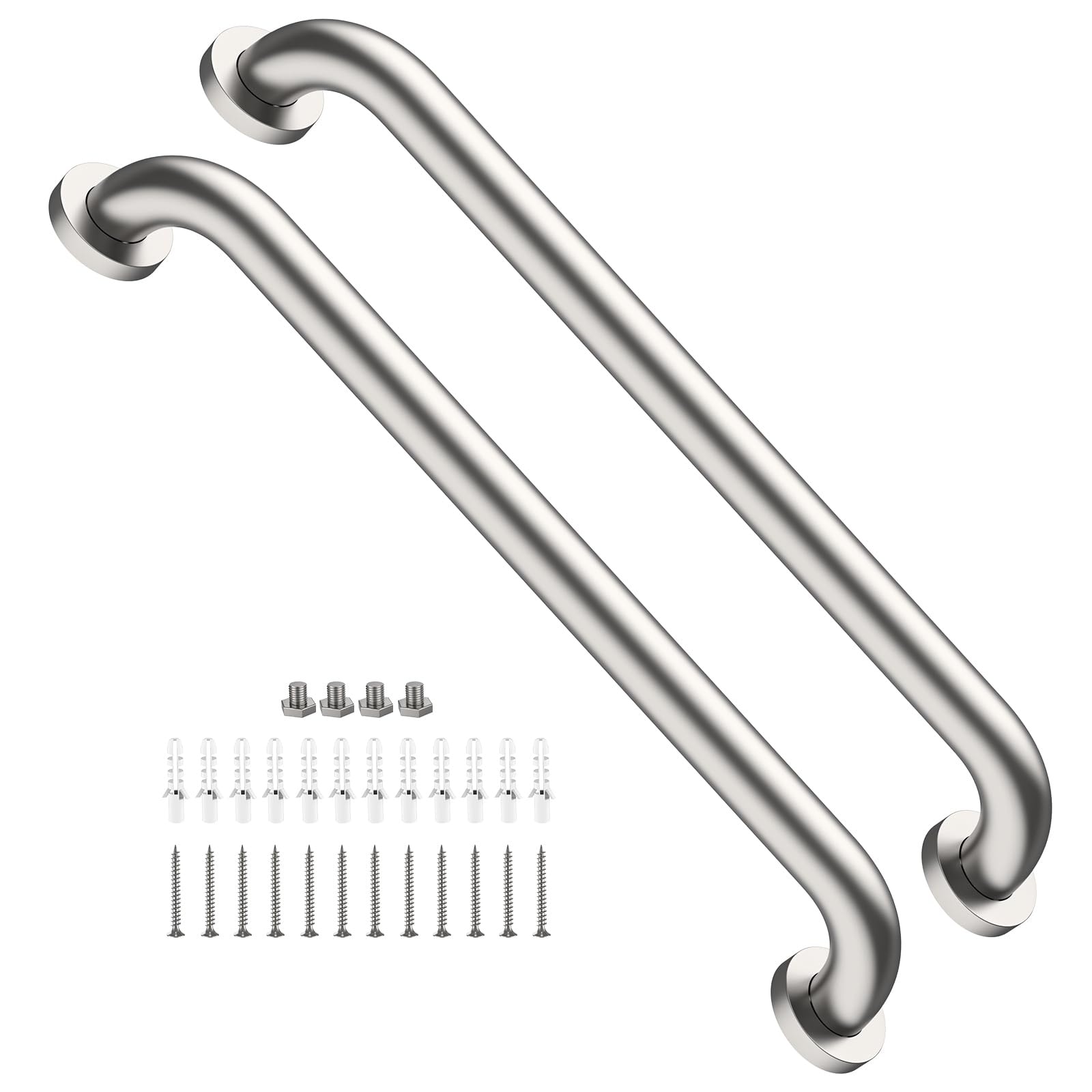 Etokfoks 2 pack 24 inch bathroom grab bars satin brushed nickel finish stainless steel construction 1 5 inch diameter 500 lb support #LET09145J
