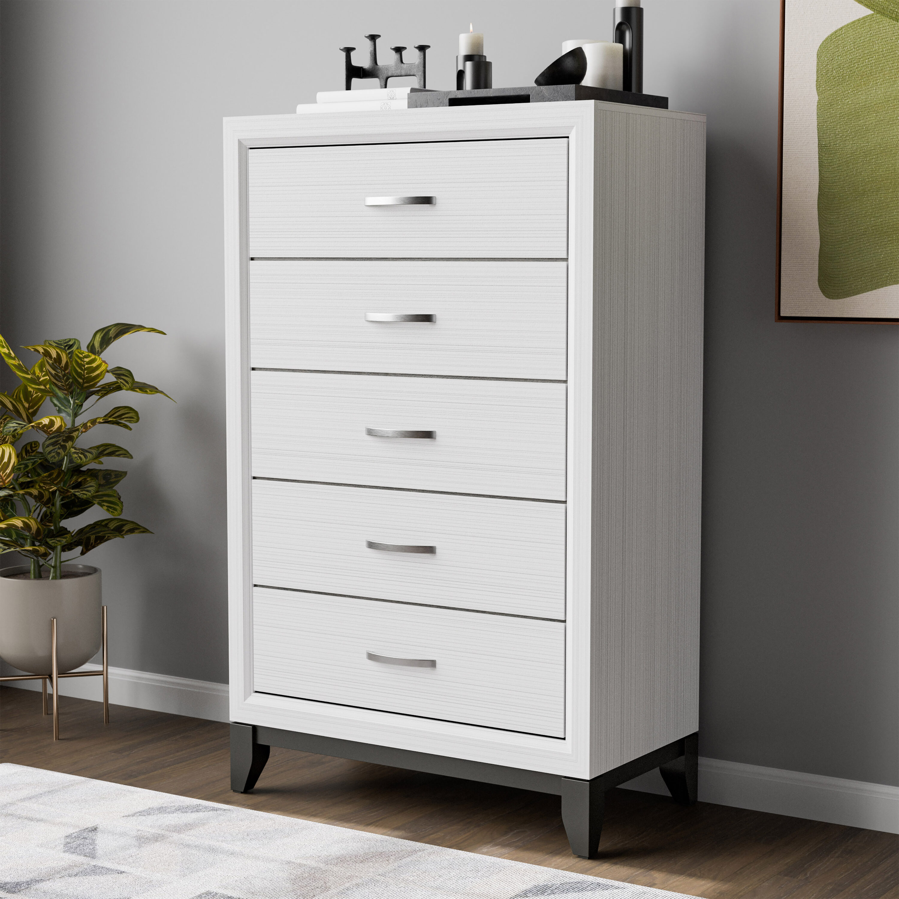 Furniture of America Loom White 5 -Drawer 31-in W Standard chest