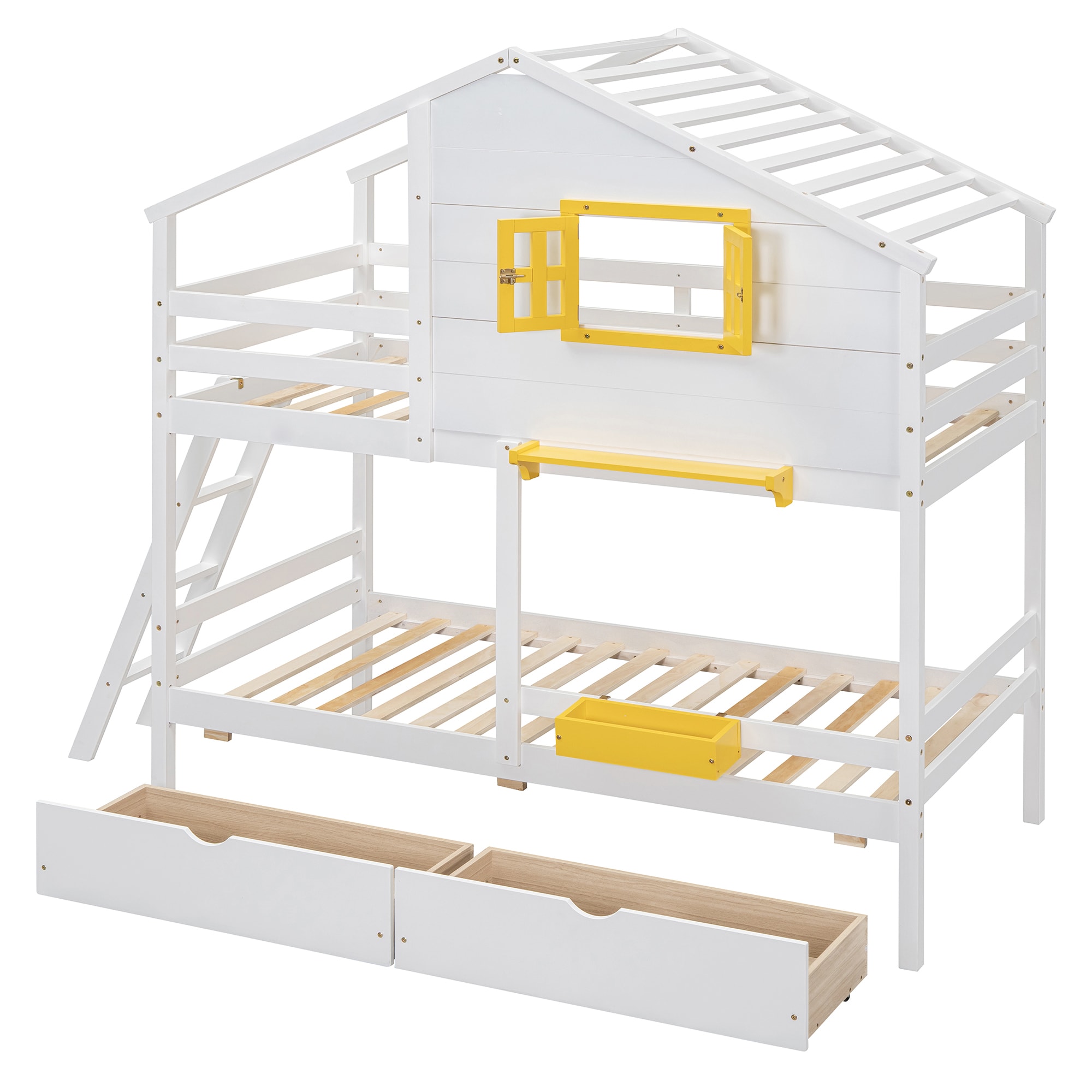 Qualler FSUBLK068K White Twin over twin Bunk Bed