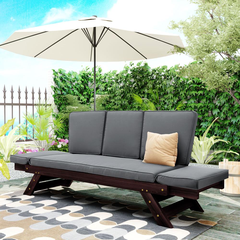 Individualiteit Vlot hoeveelheid verkoop Clihome Wooden Daybed Sofa Outdoor Daybed with Brown Cushion(S) Frame in  the Patio Sectionals & Sofas department at Lowes.com